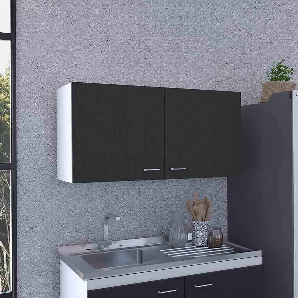 Espresso and White Two-Tone 39'' Wall Mounted Cabinet