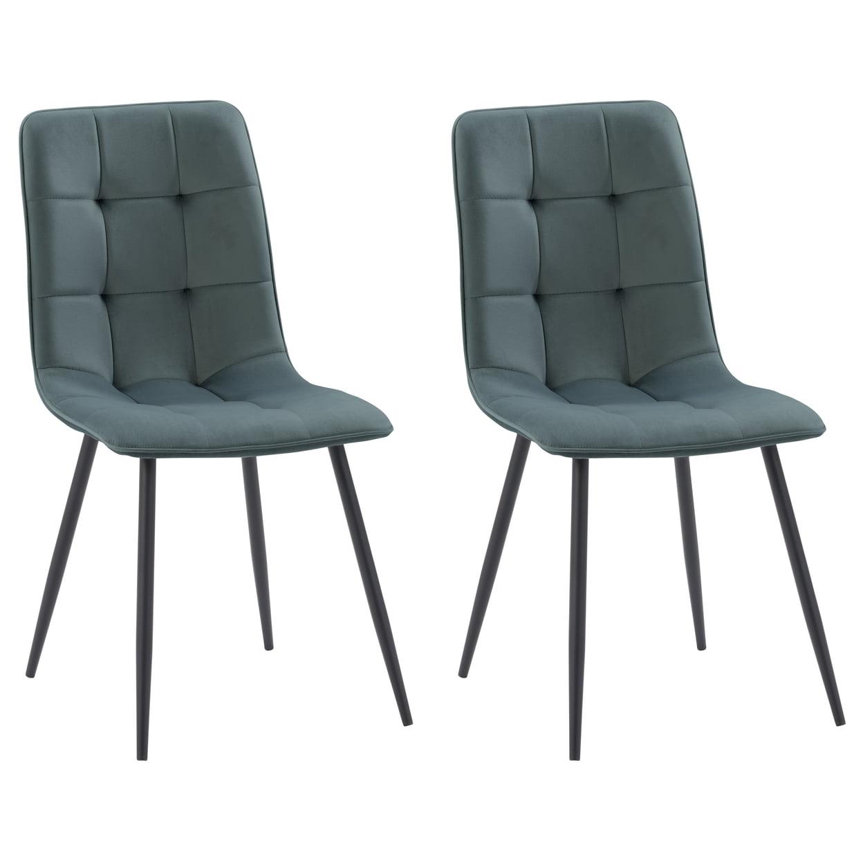 Nash Contemporary Black Metal Legs Teal Velvet Side Chair