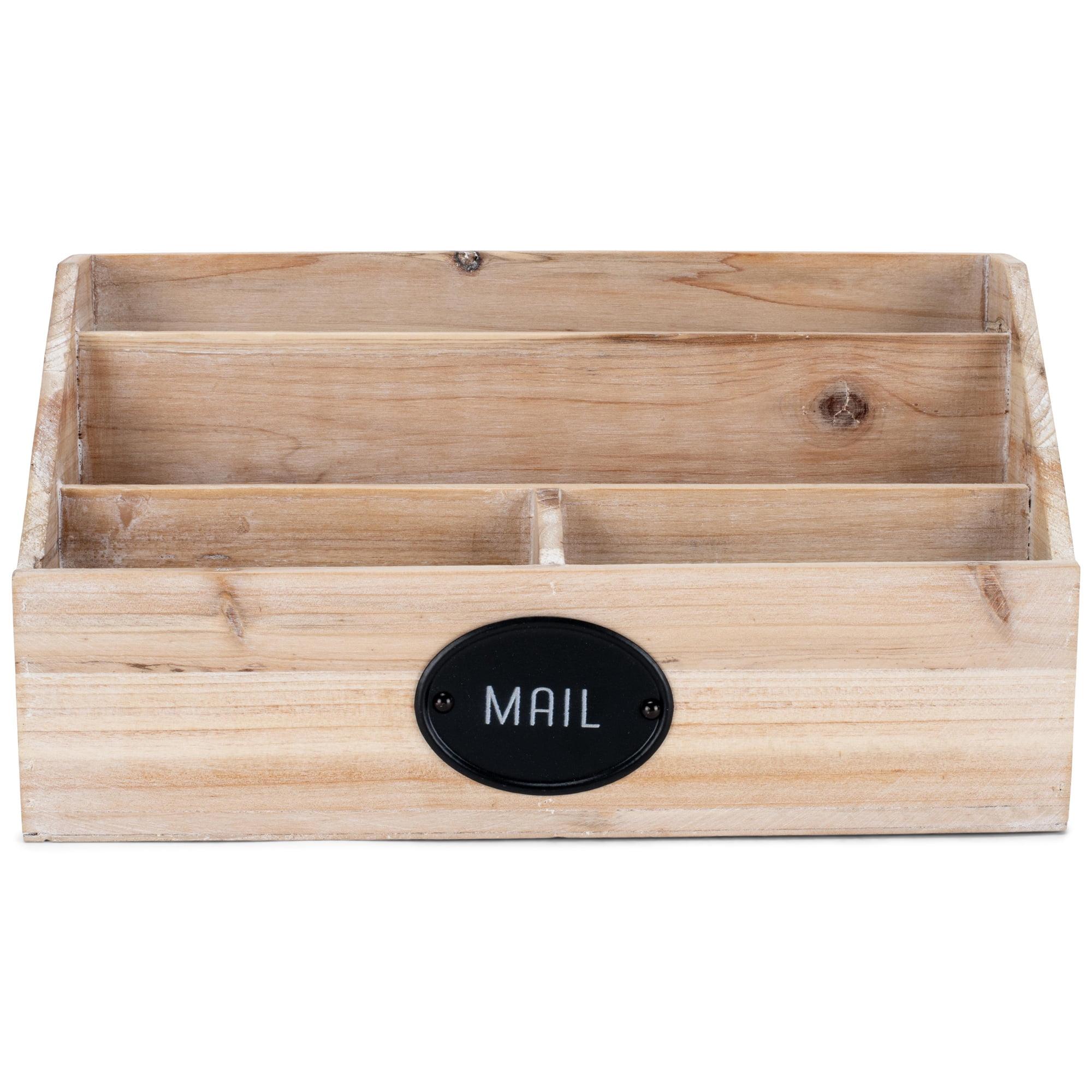 Natural Woodgrain Mail Organizer with Multiple Sections