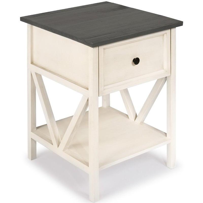 Coastal Haven 19" Solid Wood & Metal Nightstand with Storage