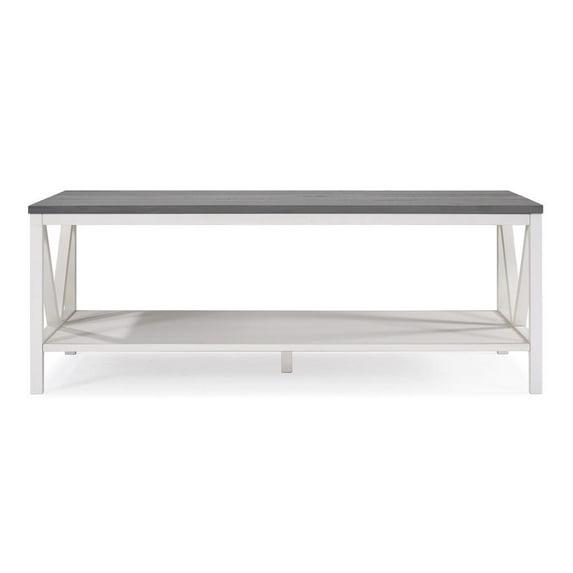 Natalee Mesa de Centro Estilo Granja Desgastada de 48" en Lavado Gris/blanco