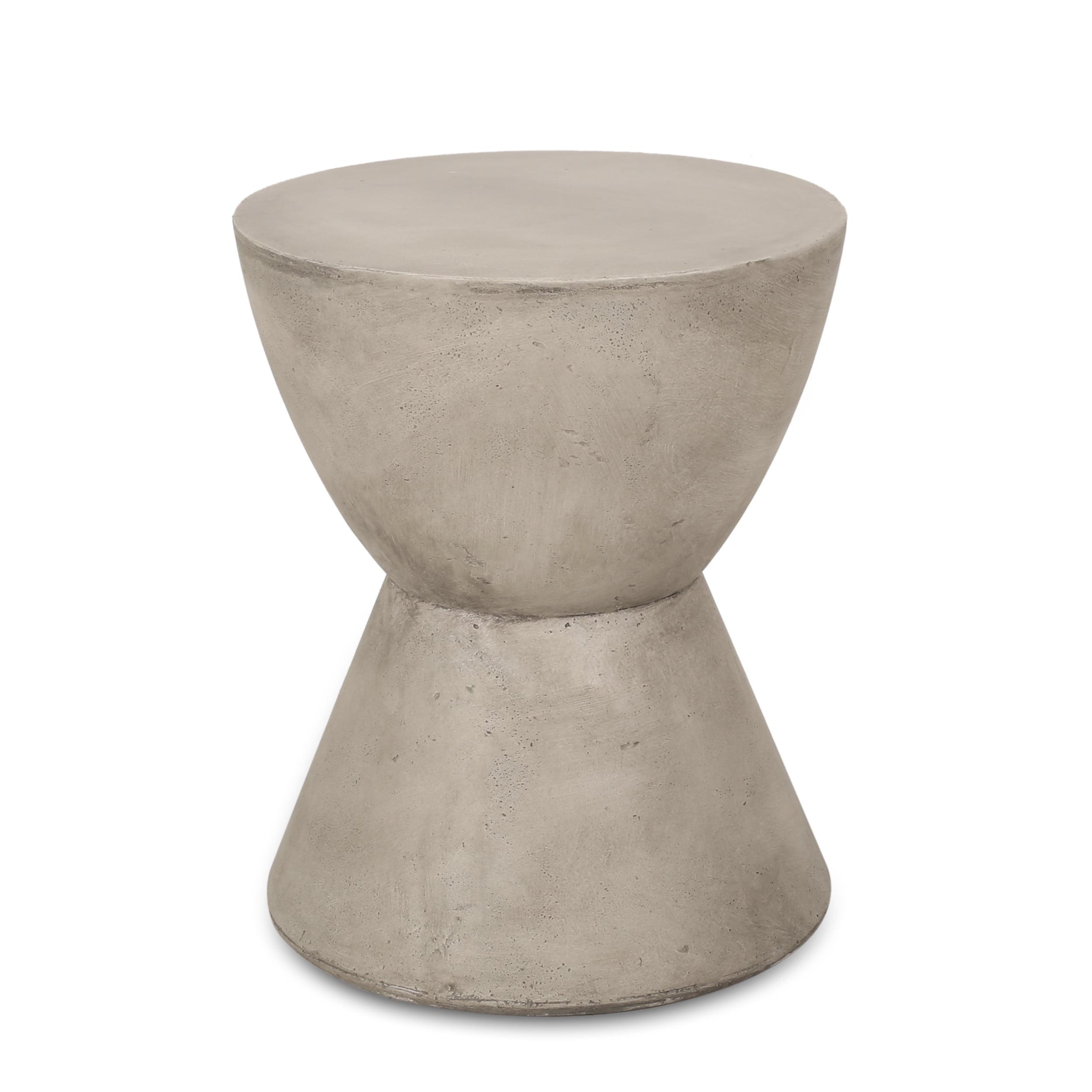 Sleek Hourglass Light Grey Concrete Outdoor Accent Table