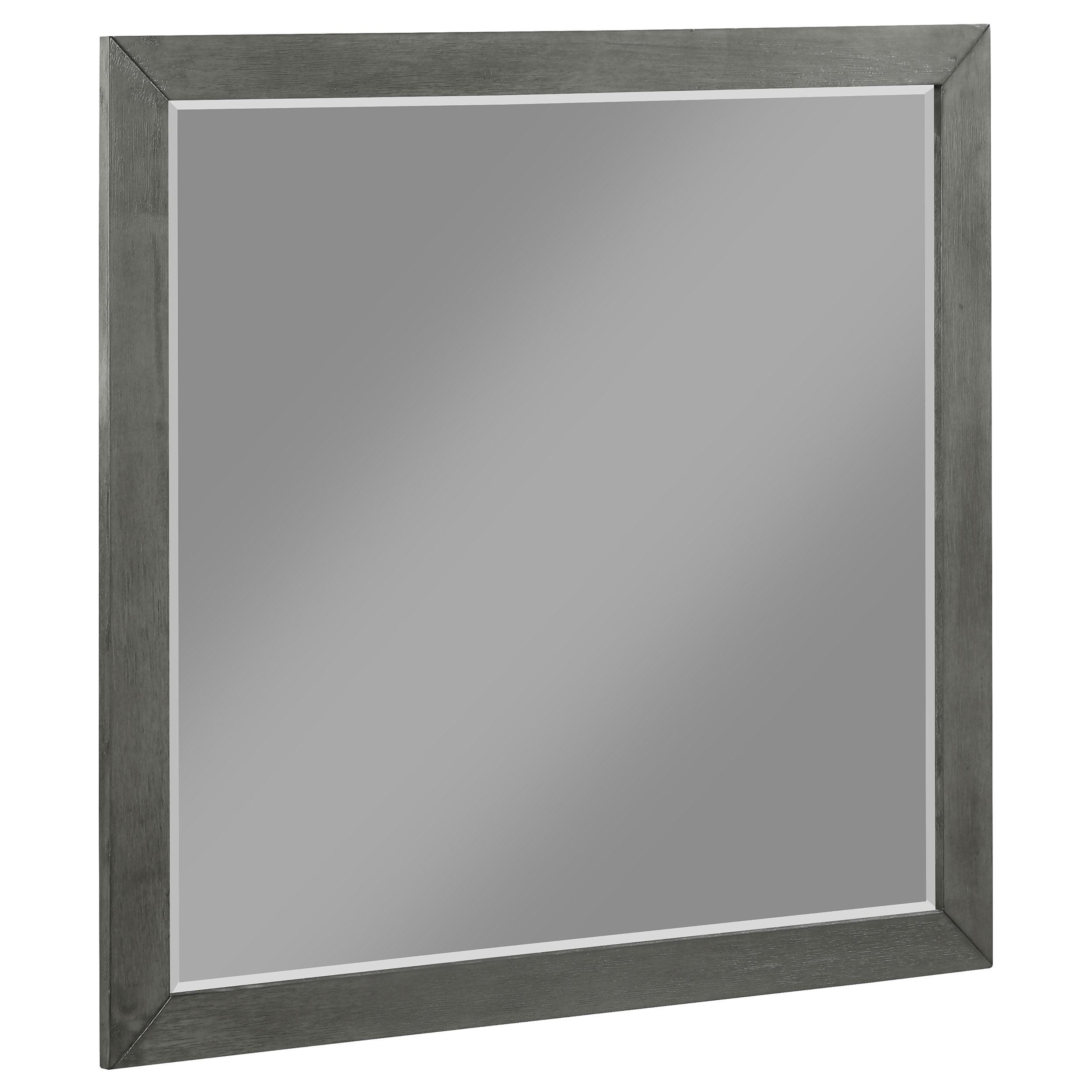 Gray Mid Century Modern Rectangular Wood Framed Mirror