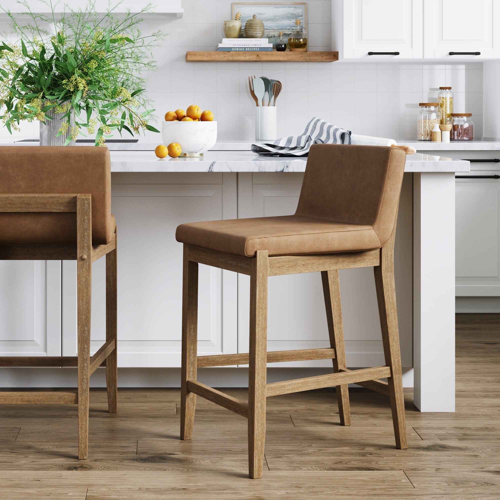 Nathan James Upholstered Wooden Stool