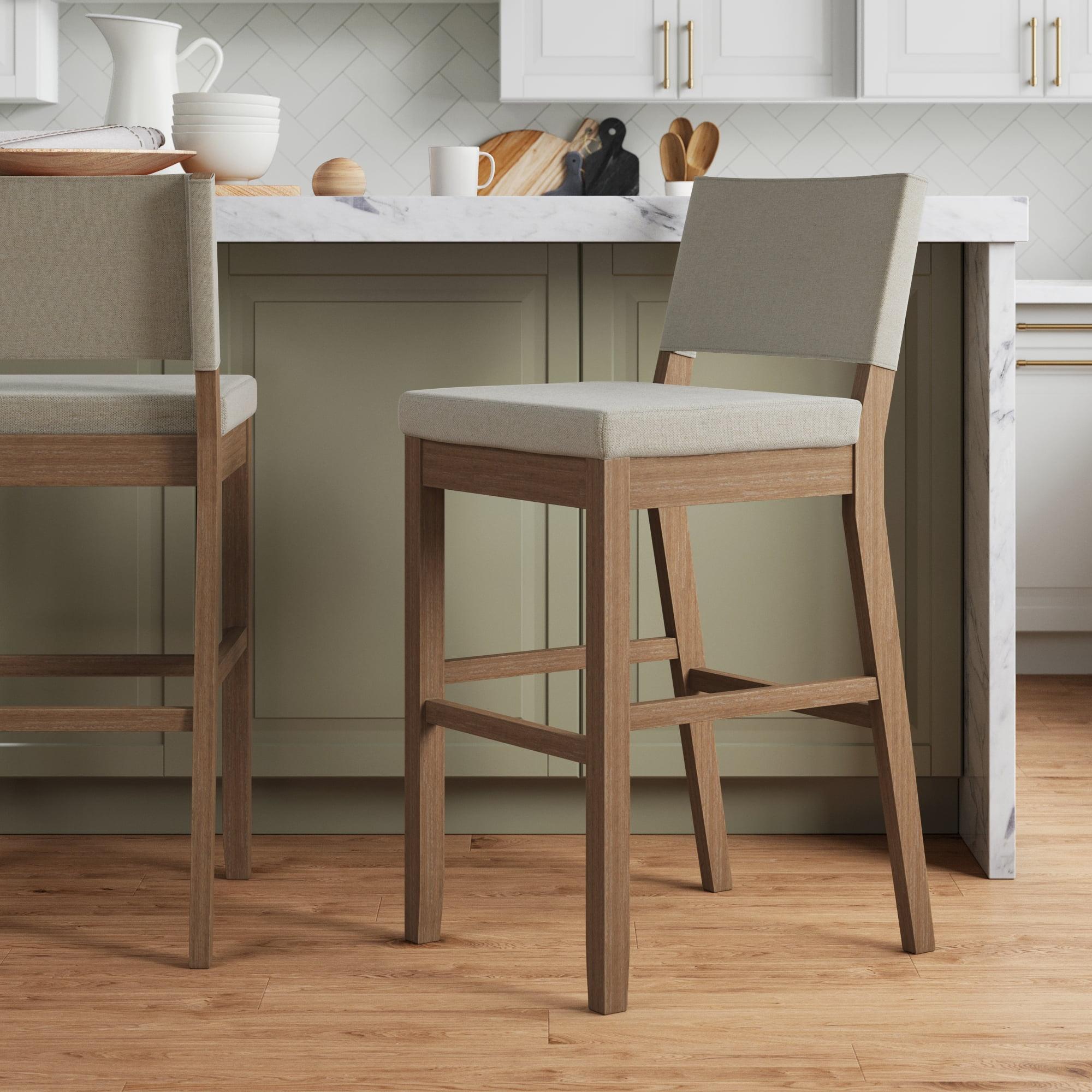 Nathan James Linus Counter Height Barstool: Modern Farmhouse Style, Rubberwood Frame, Polyester Upholstery