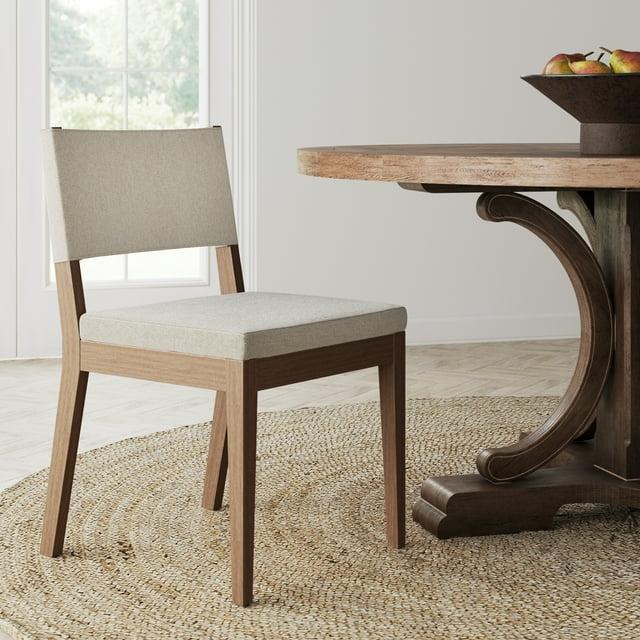 44" Linus Wood Sling Back Chair with Cushion, Flax Upholstery - Nathan James: Easy 20 Min Assembly