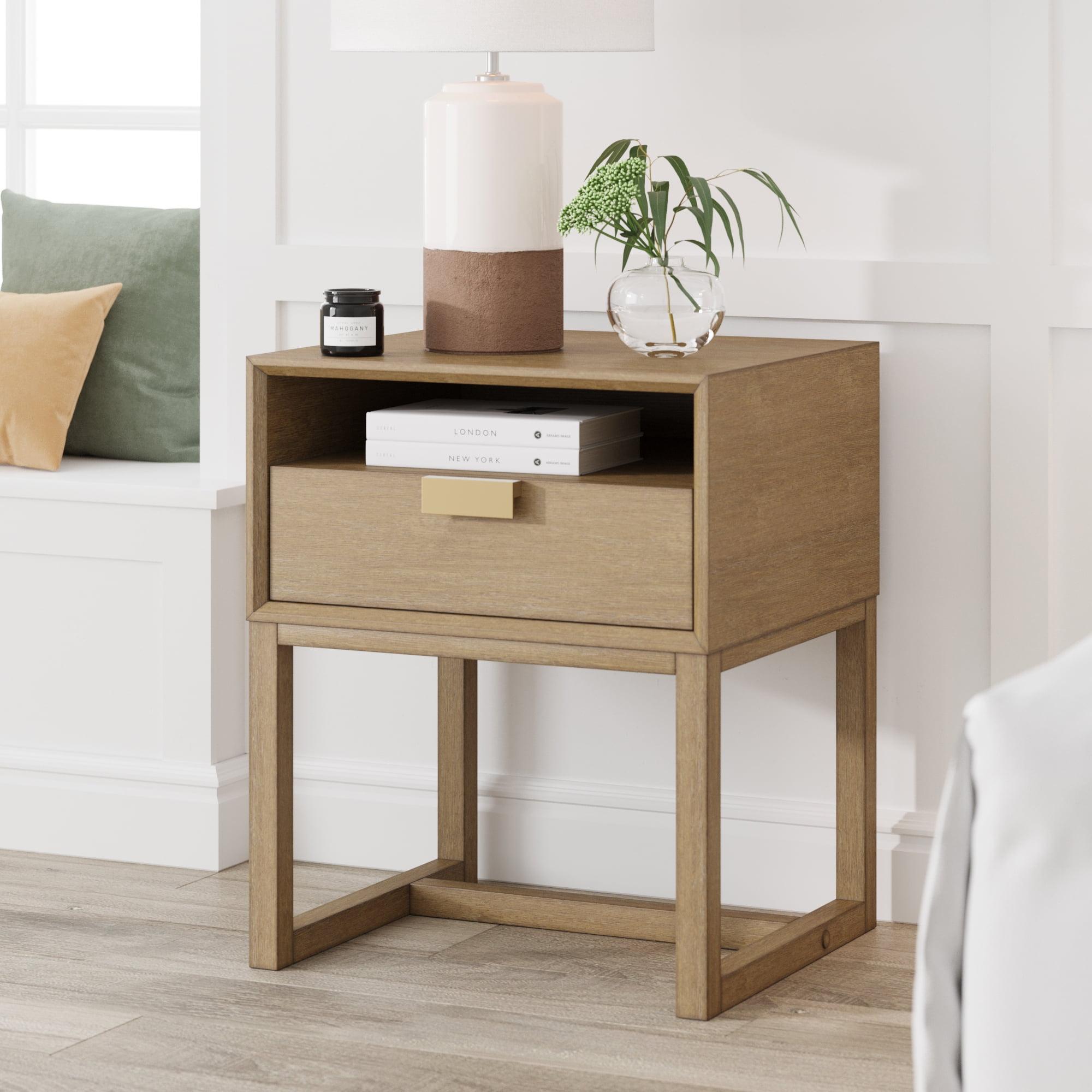 22" Luke Wood Nightstand with Open Cubby, Farmhouse Rustic Style - Nathan James