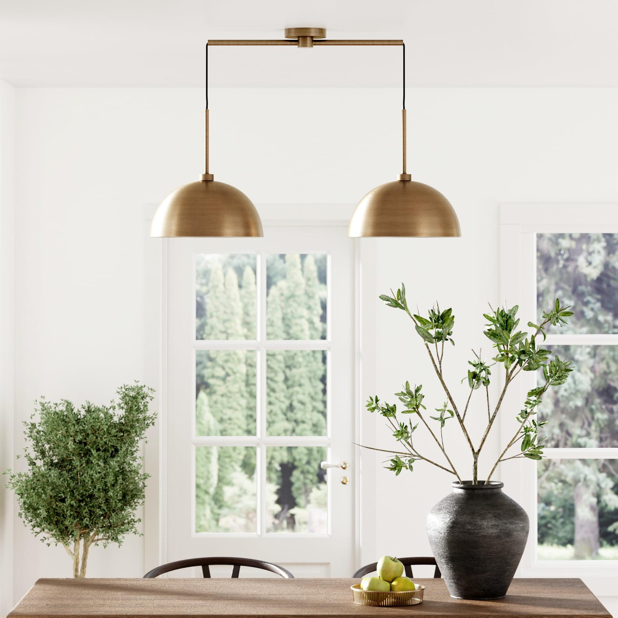 2-Light Percy Modern Island Pendant Ceiling Fixture Light Vintage Brass - Nathan James