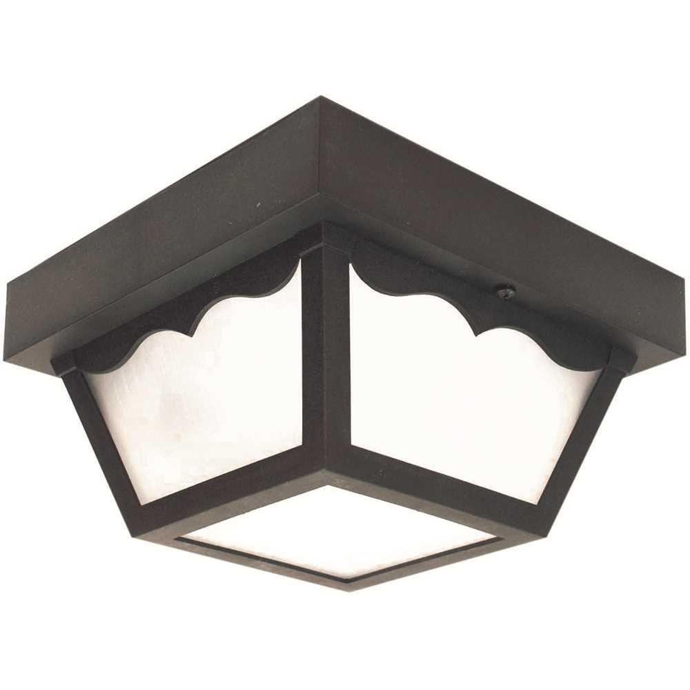 Textured Black Glass Outdoor LED Flush Mount Light