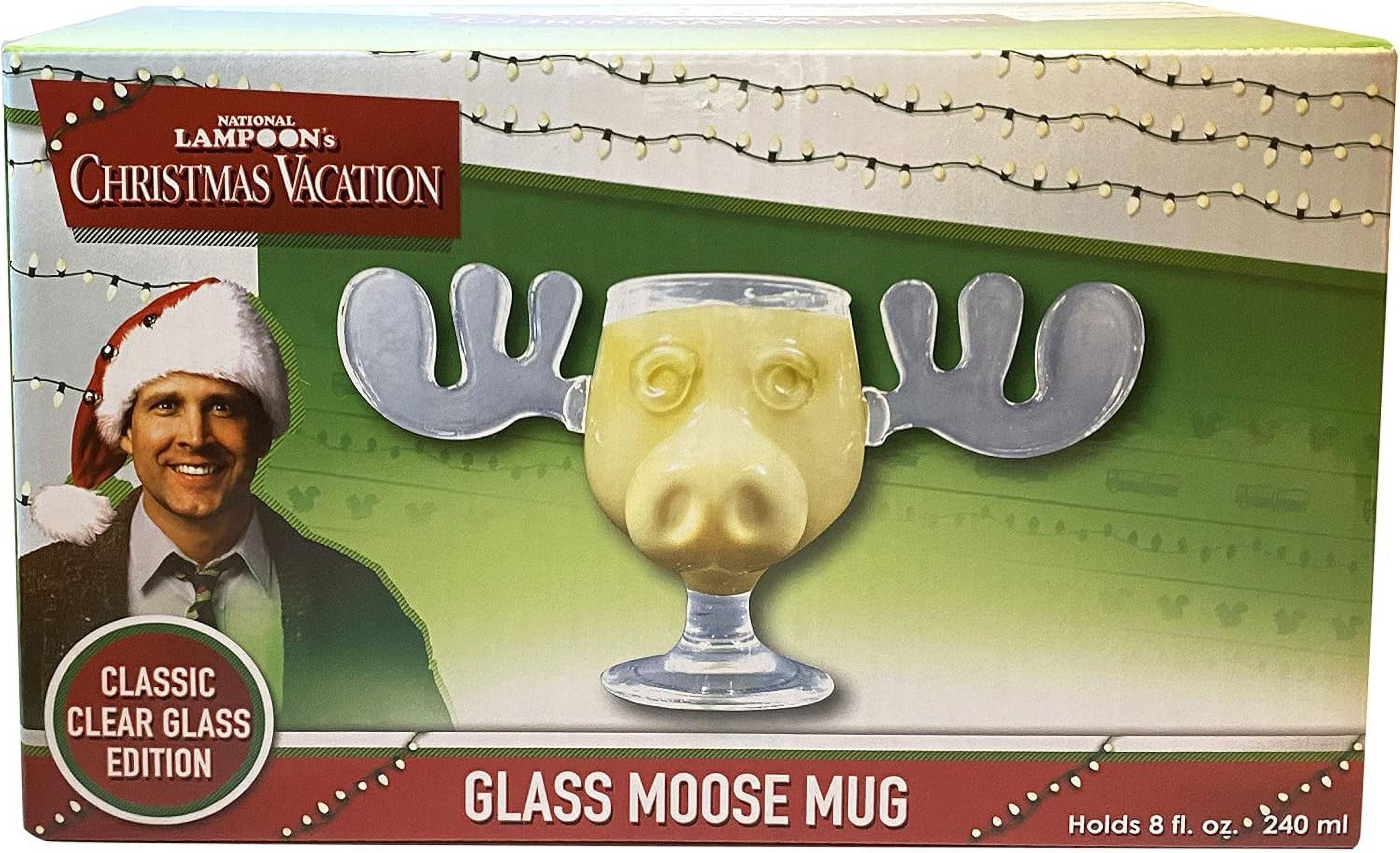 Clear Glass 8oz Christmas Moose Mug