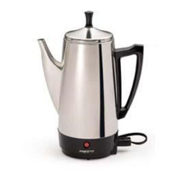 Presto Stainless Steel Coffee Maker, 12 Cup Robust Percolator Coffee Machine for Kitchens with Filter Basket and Signal Light, Silver