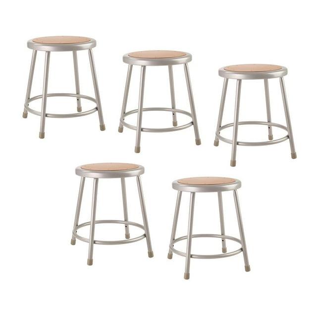 National Public Seating (5 Pack) NPS® 18" Heavy Duty Steel Stool, Grey