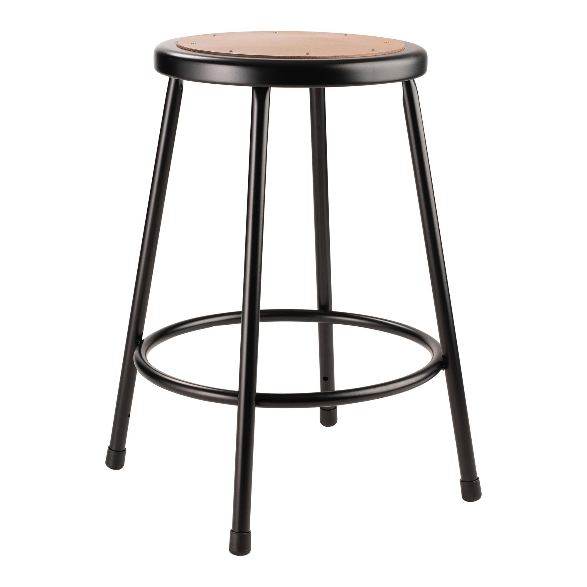 Sleek 24" Black Metal Industrial Backless Stool with Footring