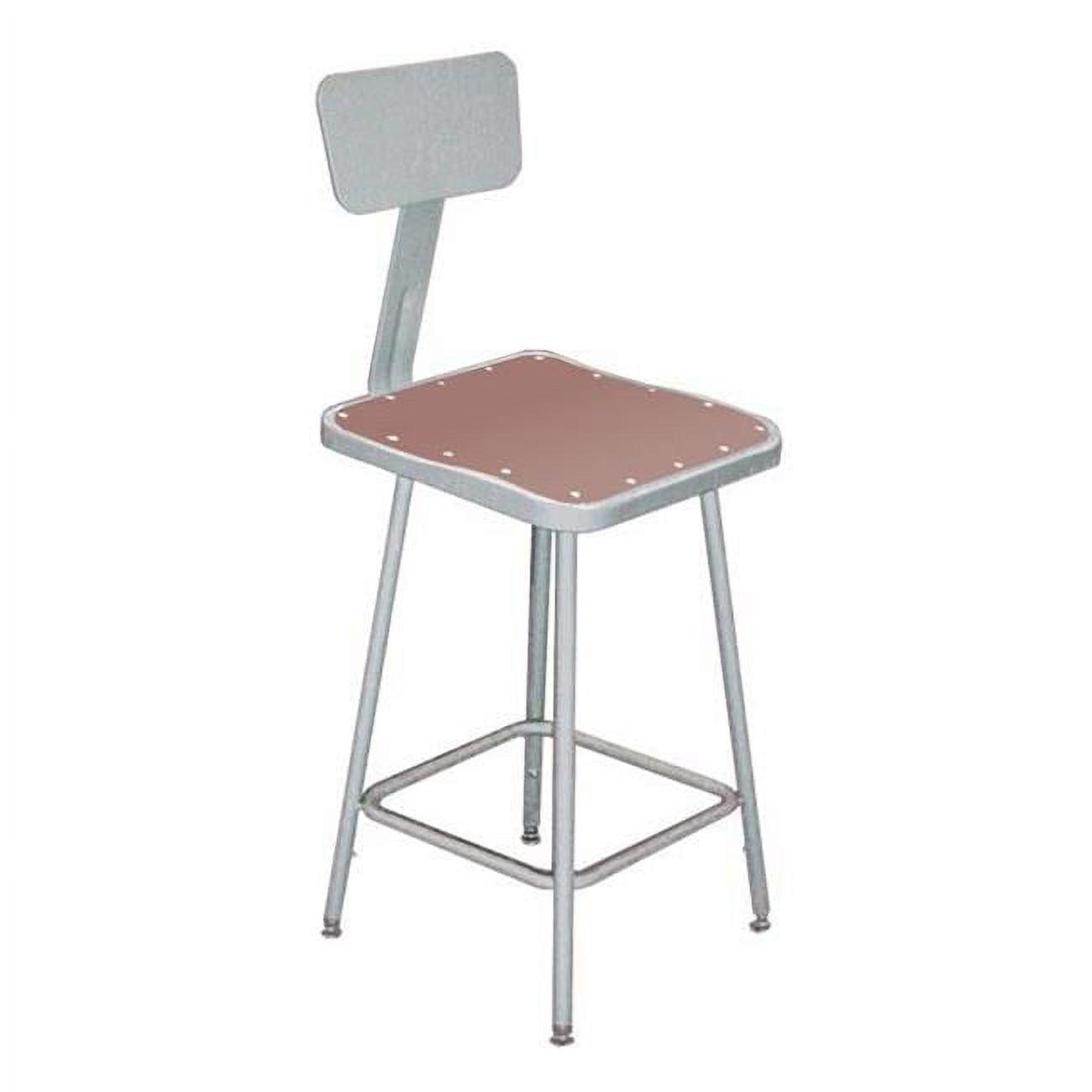 Gray 24" Metal Laboratory Stool with Backrest