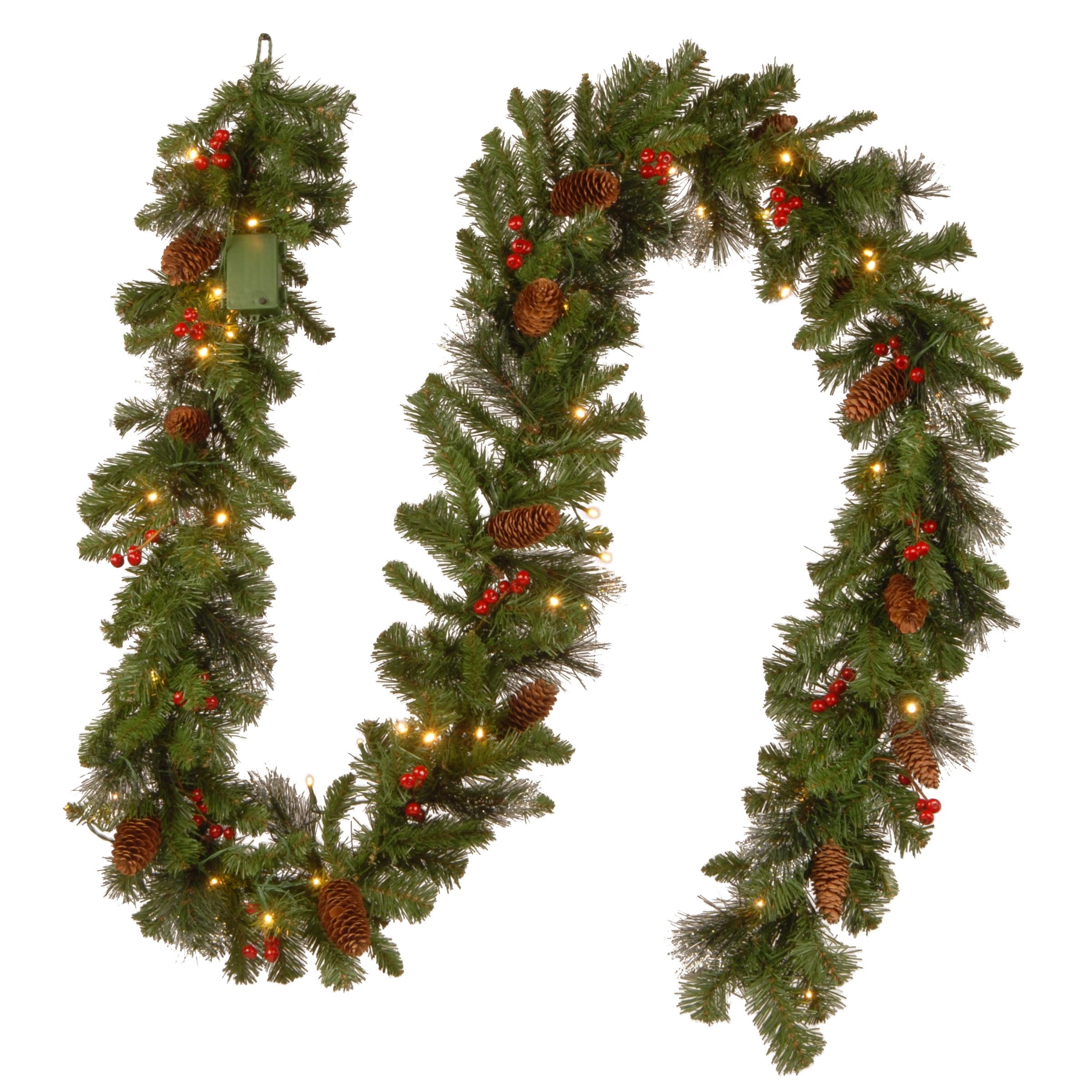 The Holiday Aisle® 9ft. Crestwood Spruce Garland with Battery Operated Lights