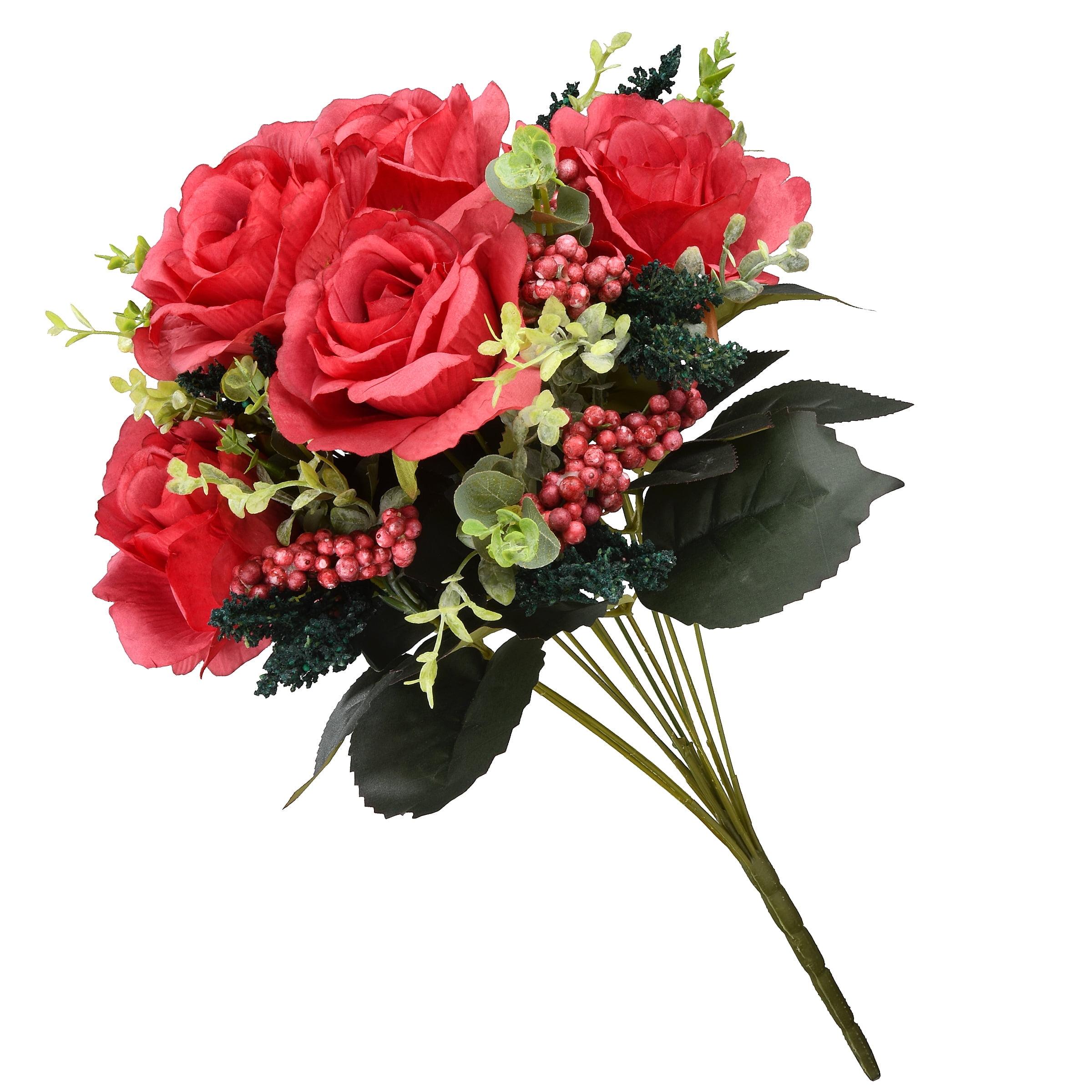 19" Artificial Rose Bundle Red - National Tree Company