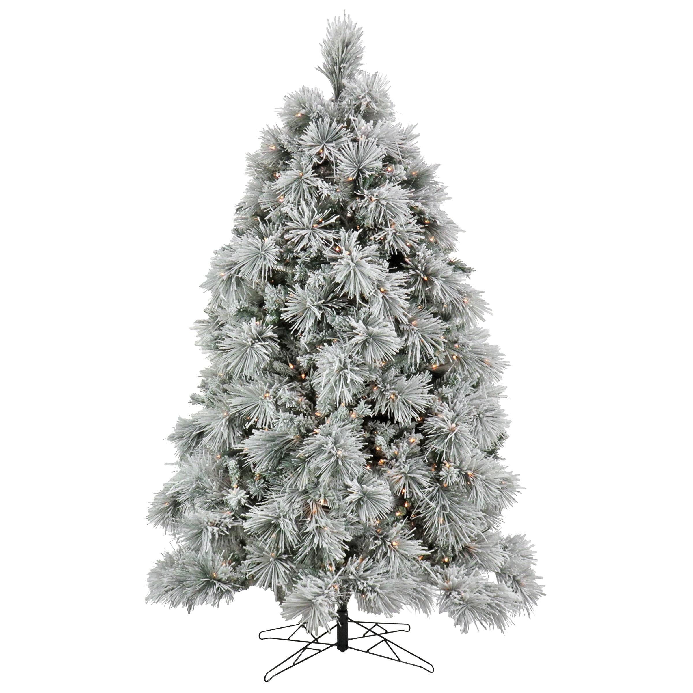 HGTV Pre-lit Flocked Bavarian Pine Artificial Christmas Tree with Clear Lights