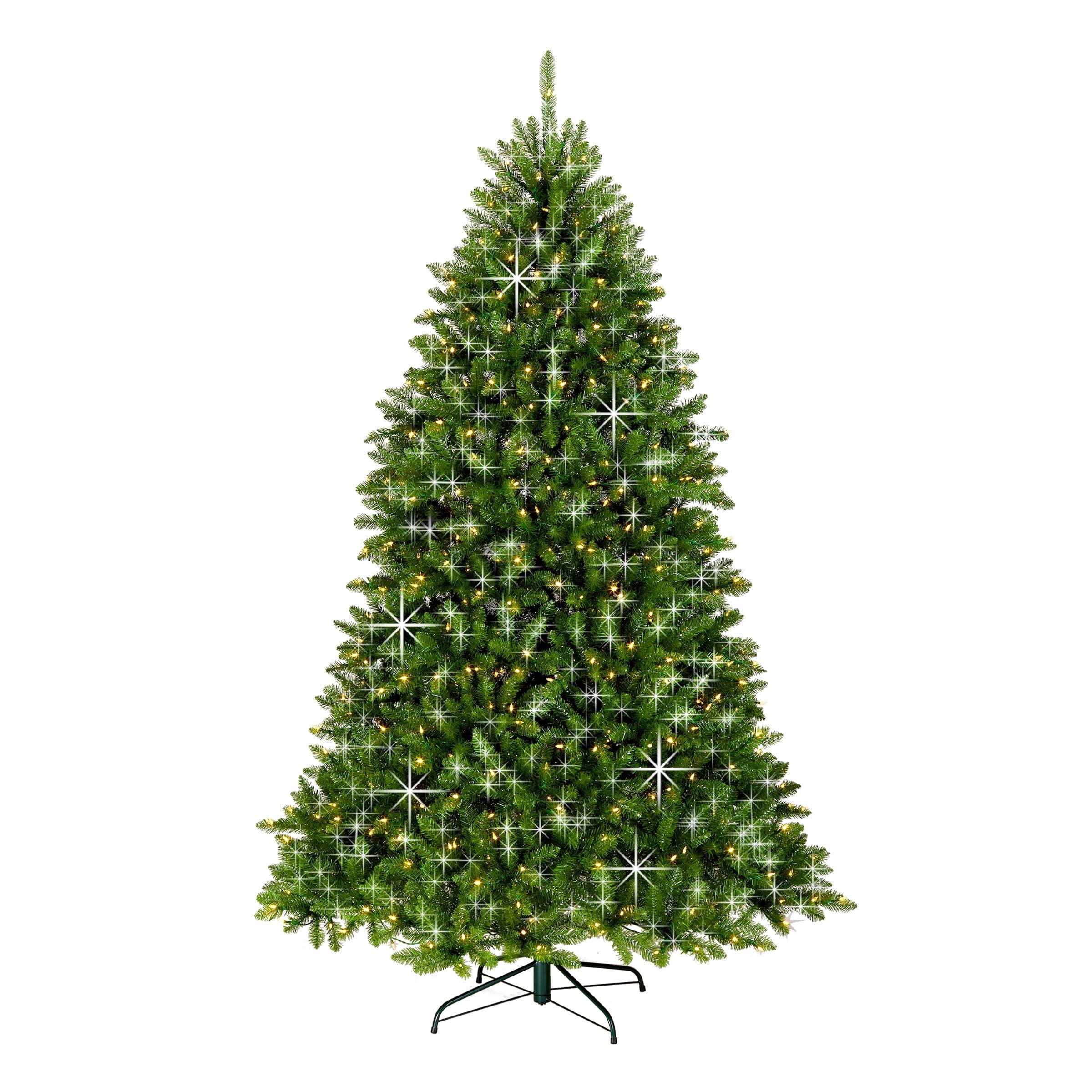 National Tree Company 7.5' Pre-lit Full Dunhill Shimmer Fir Artificial Christmas Tree with Dual Color Lights: Hinged Branches