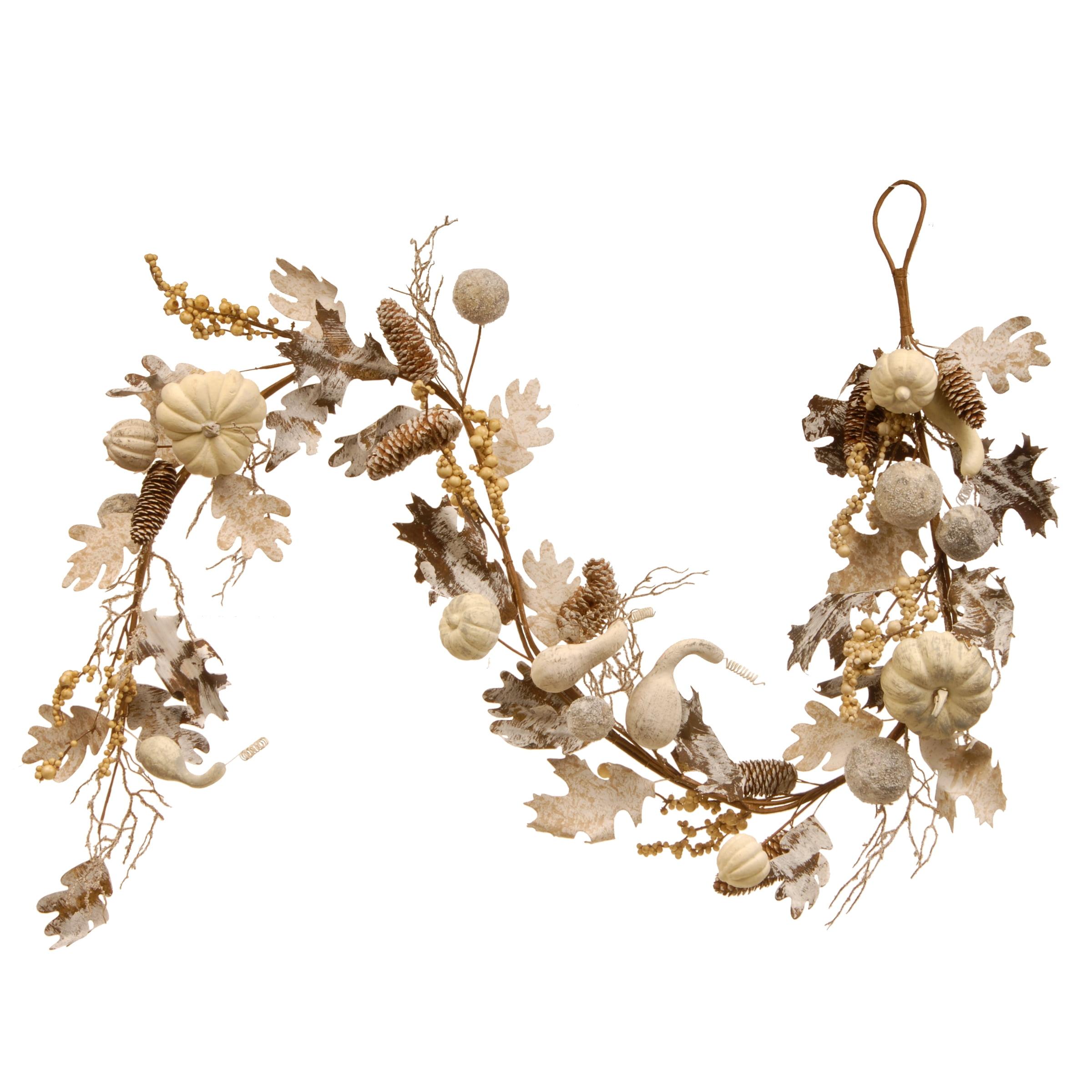 Autumn Elegance 6ft White Pumpkin and Pinecone Garland