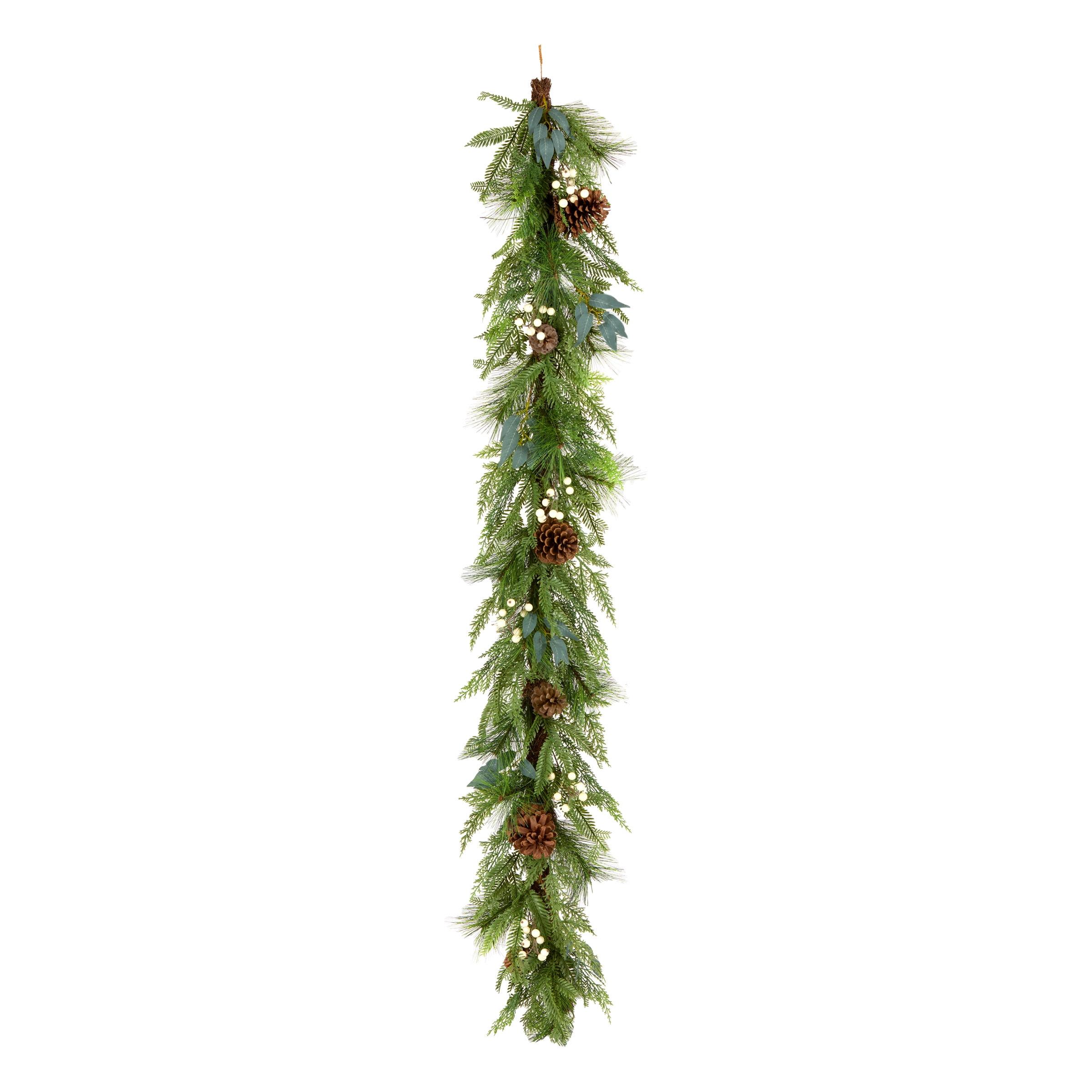 6' Unlit Evergreen Garland with White Berries & Pine Cones - National Tree Company