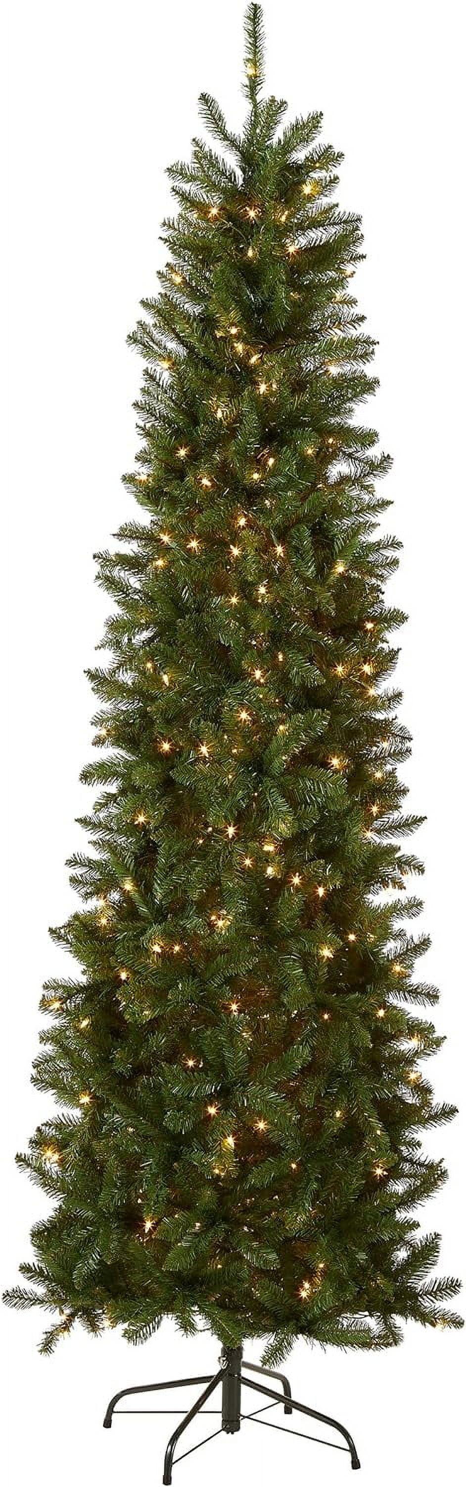 Slim Green Fir Christmas Tree with White Lights, 6.5 Feet