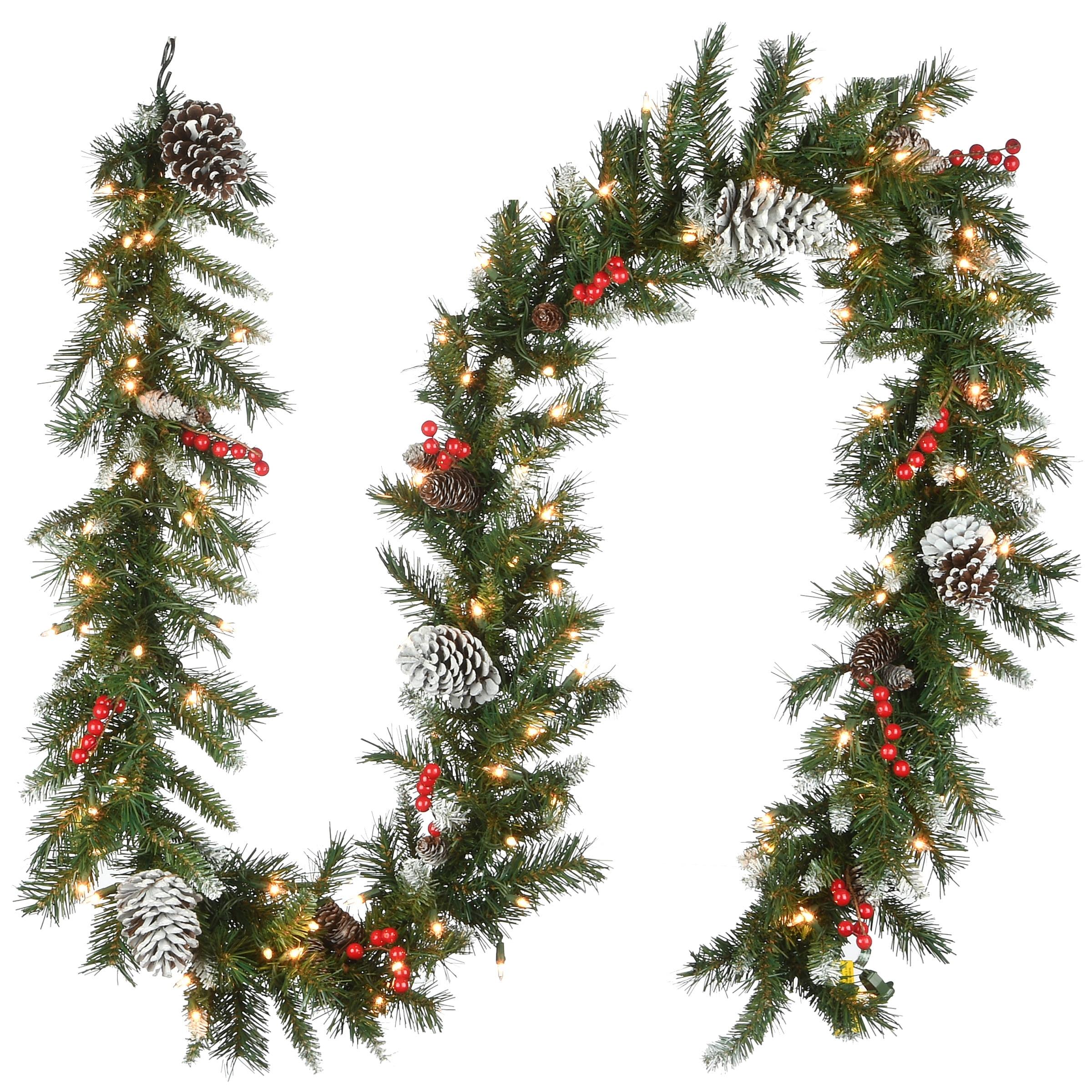 National Tree Company 9ft. Frosted Berry Garland with Clear Lights