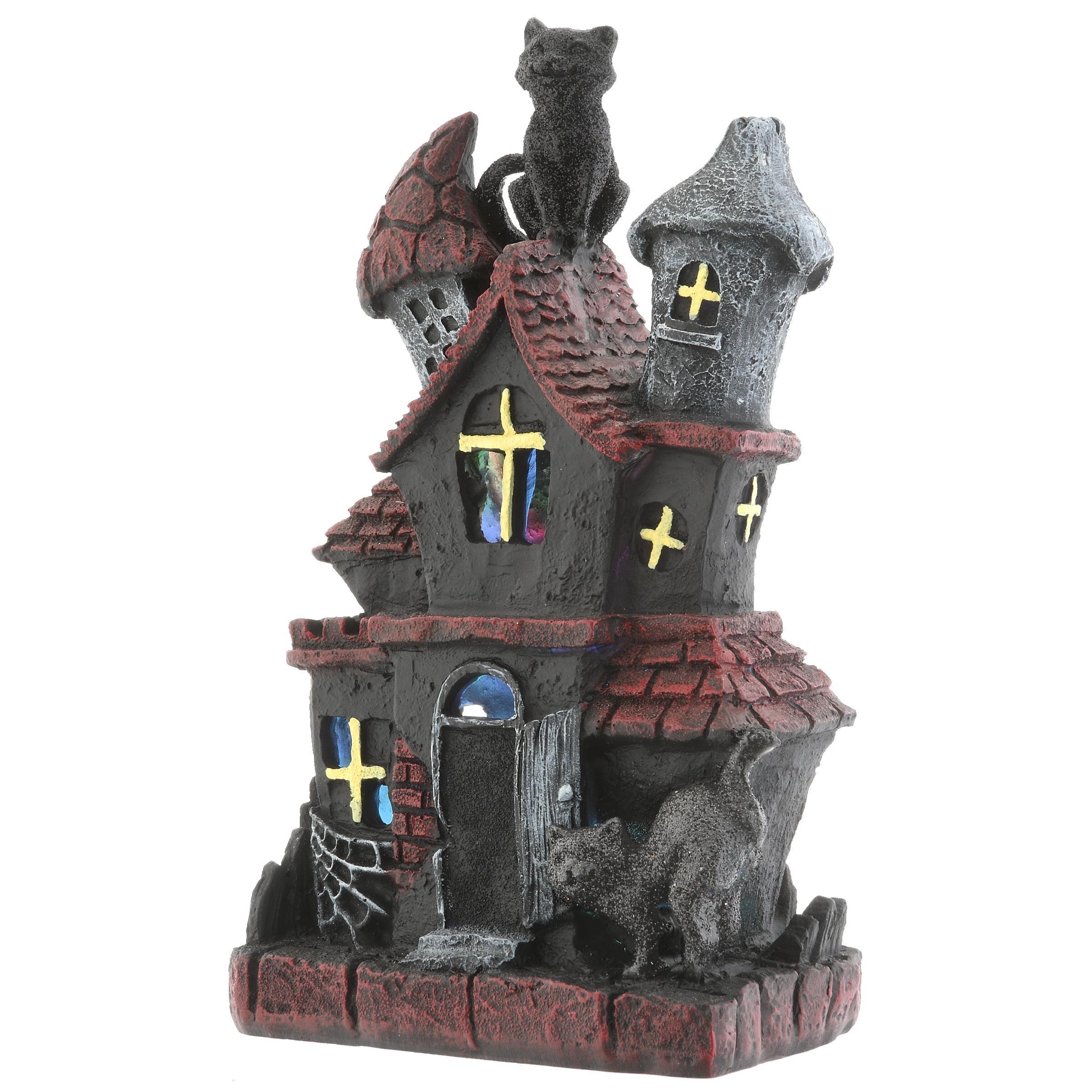 The Holiday Aisle® 7" Black Cats Halloween Haunted House with LED Light
