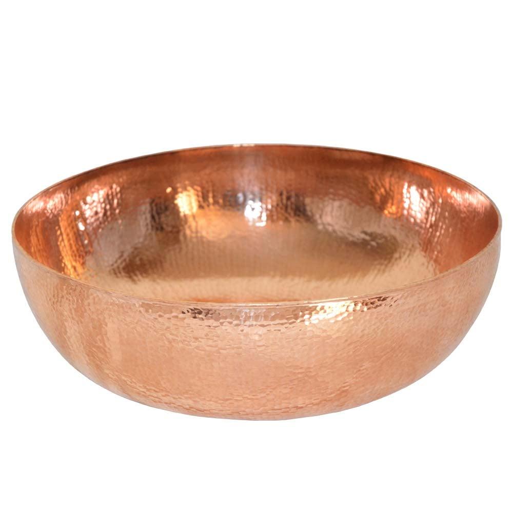 Polished Copper Round Vessel Sink with Hammered Finish