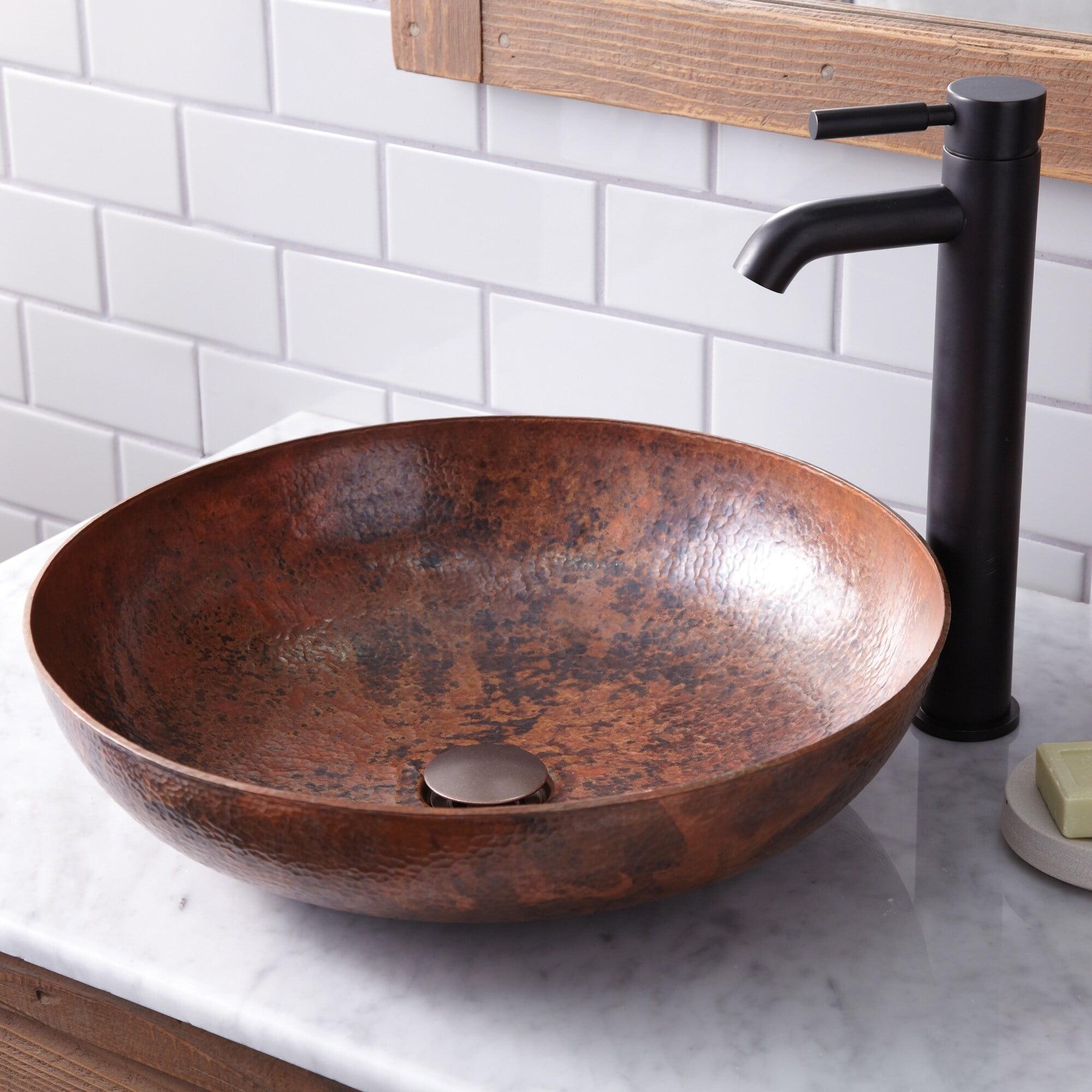 Maestro Copper Circular Vessel Bathroom Sink