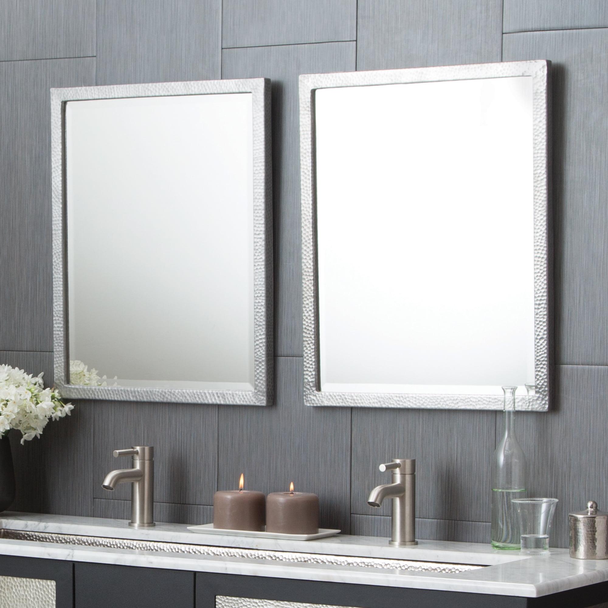 Transitional Divinity 20"x25" Silver Hammered Aluminum Bathroom Vanity Mirror