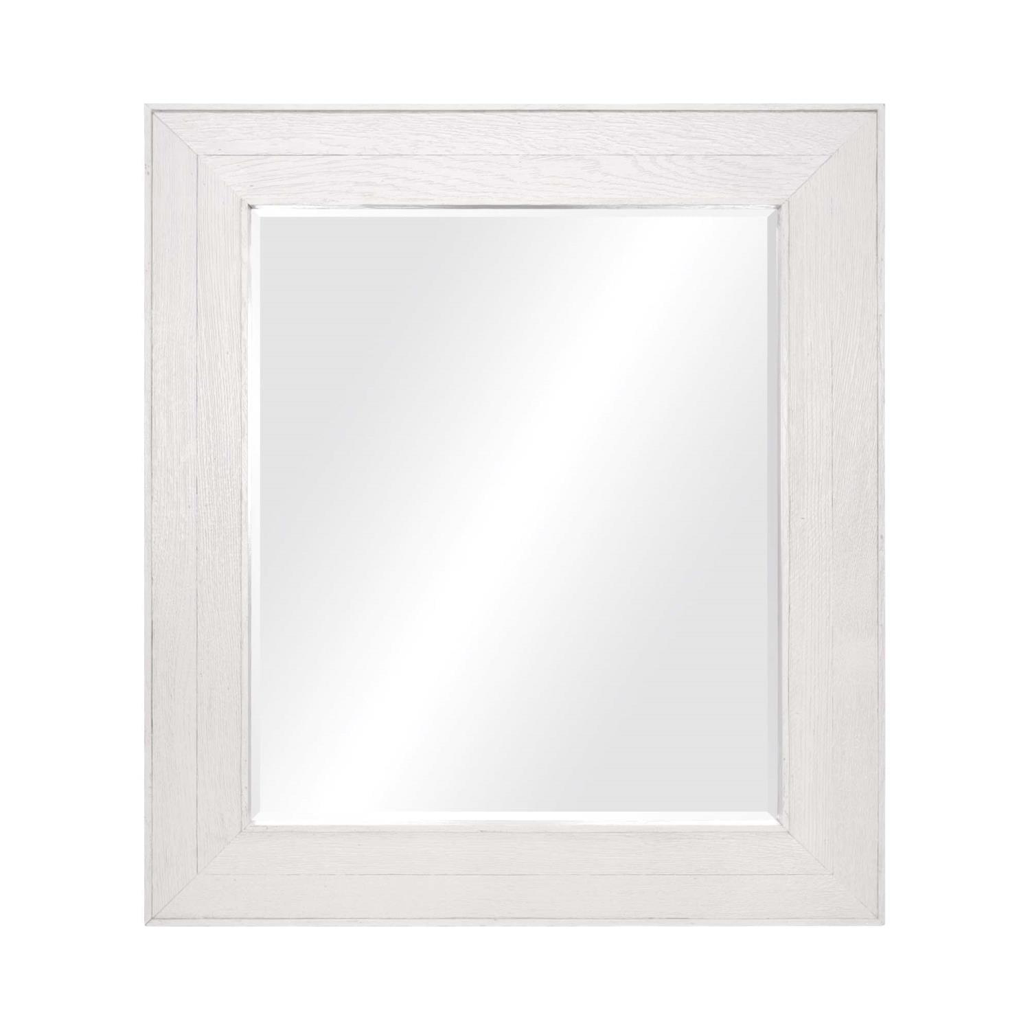 Vintner's Handcrafted Oak Rectangular Bathroom Mirror in Blanc