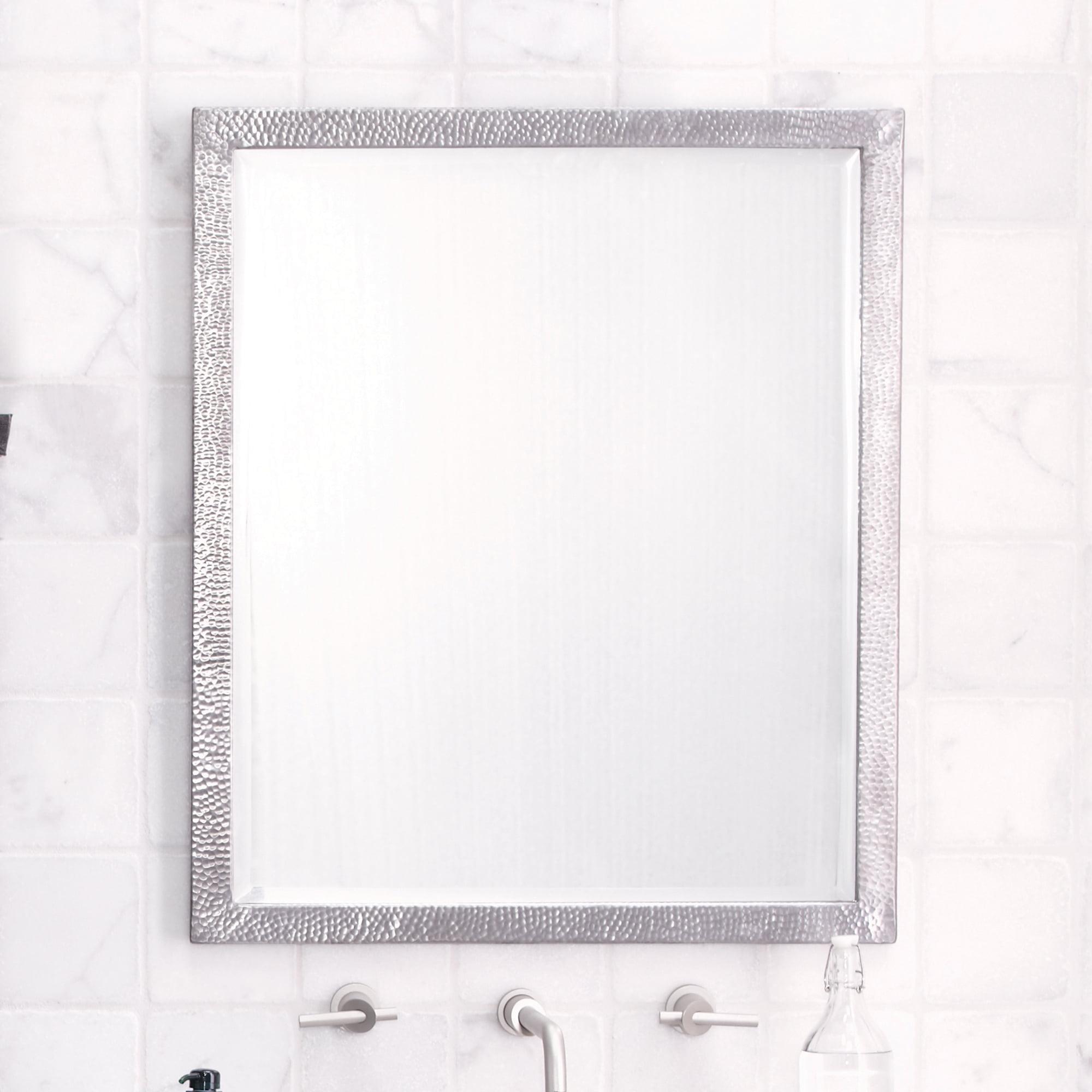 Elegant Transitional 32"x27" Rectangular Bathroom Vanity Mirror in Silver