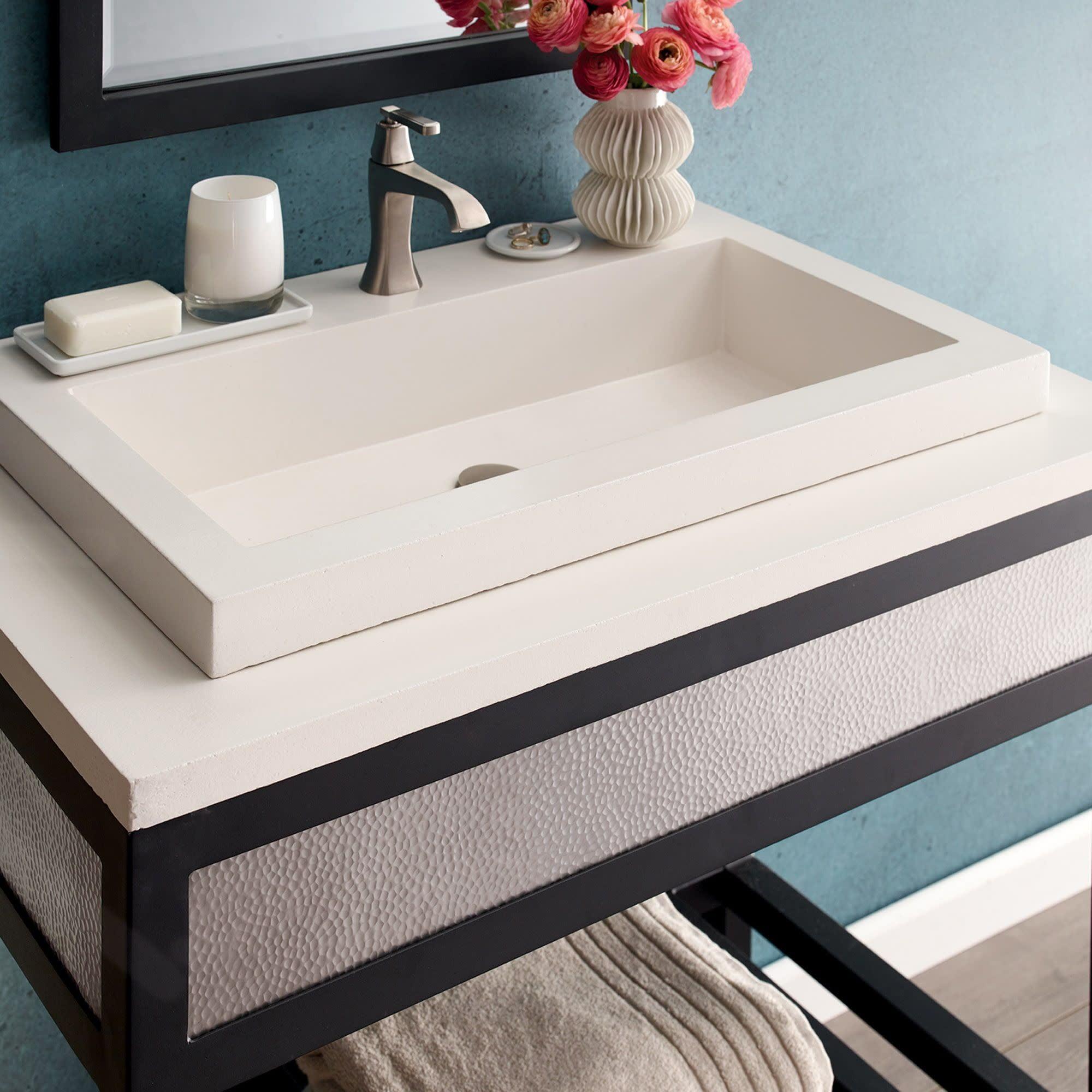 Trough Handmade Rectangular Drop-In Bathroom Sink