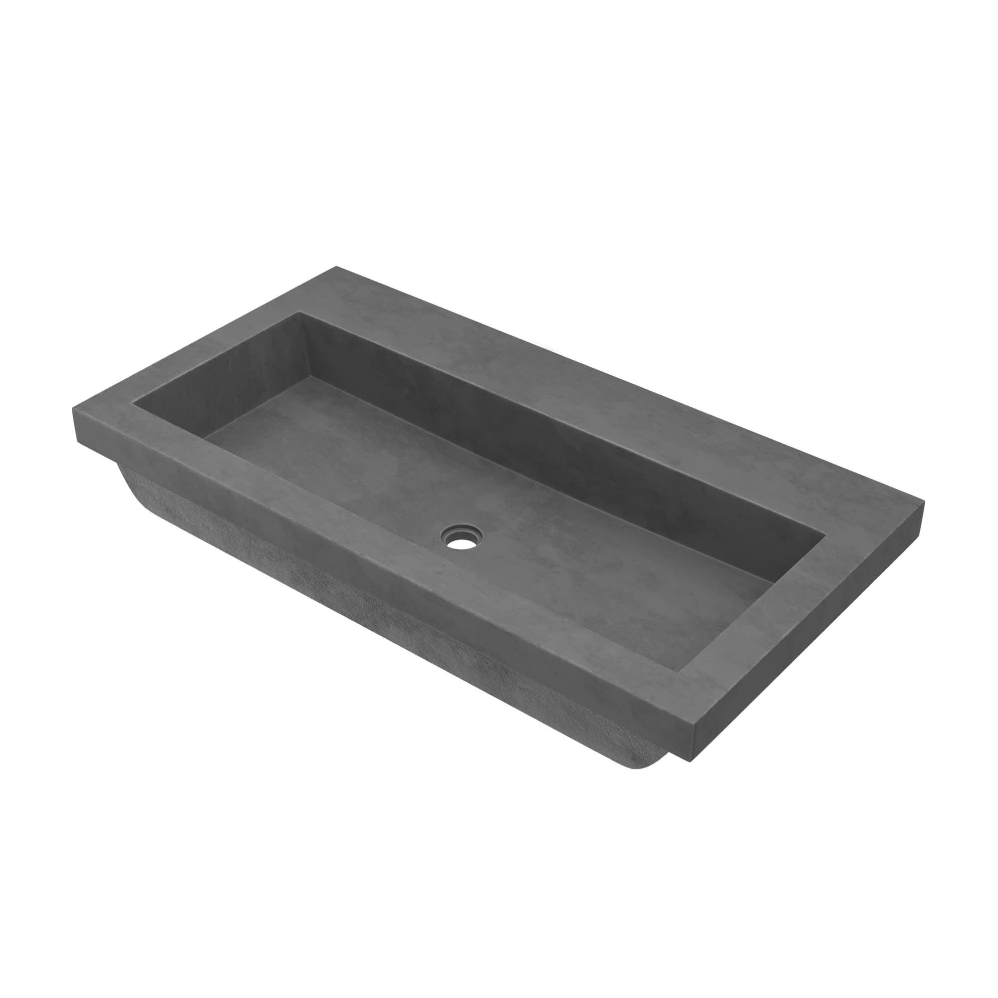 Elegant Slate 36" Rectangular Trough Bathroom Sink in Copper Stone