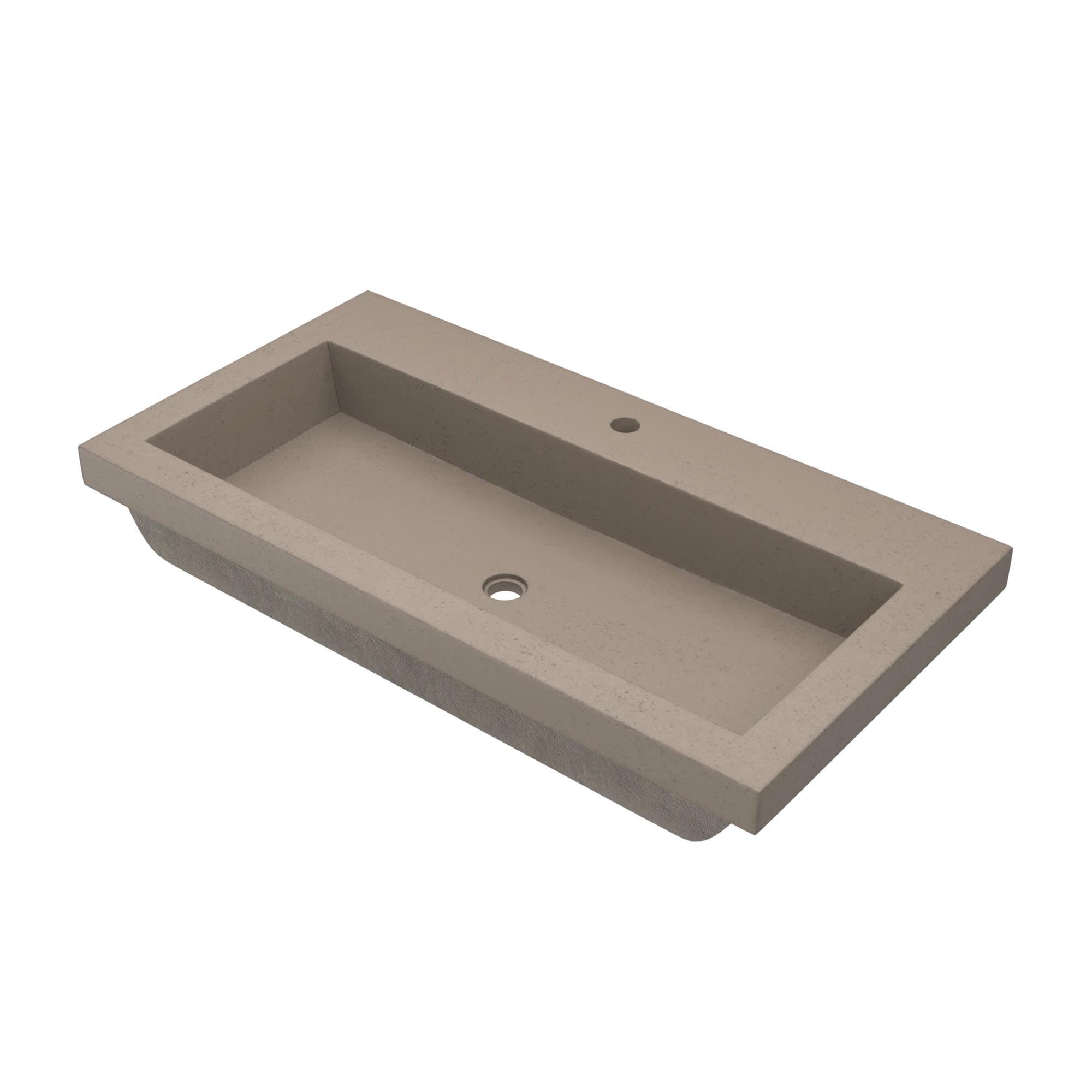 Native Stone Handcrafted Concrete 36" Trough Bathroom Sink