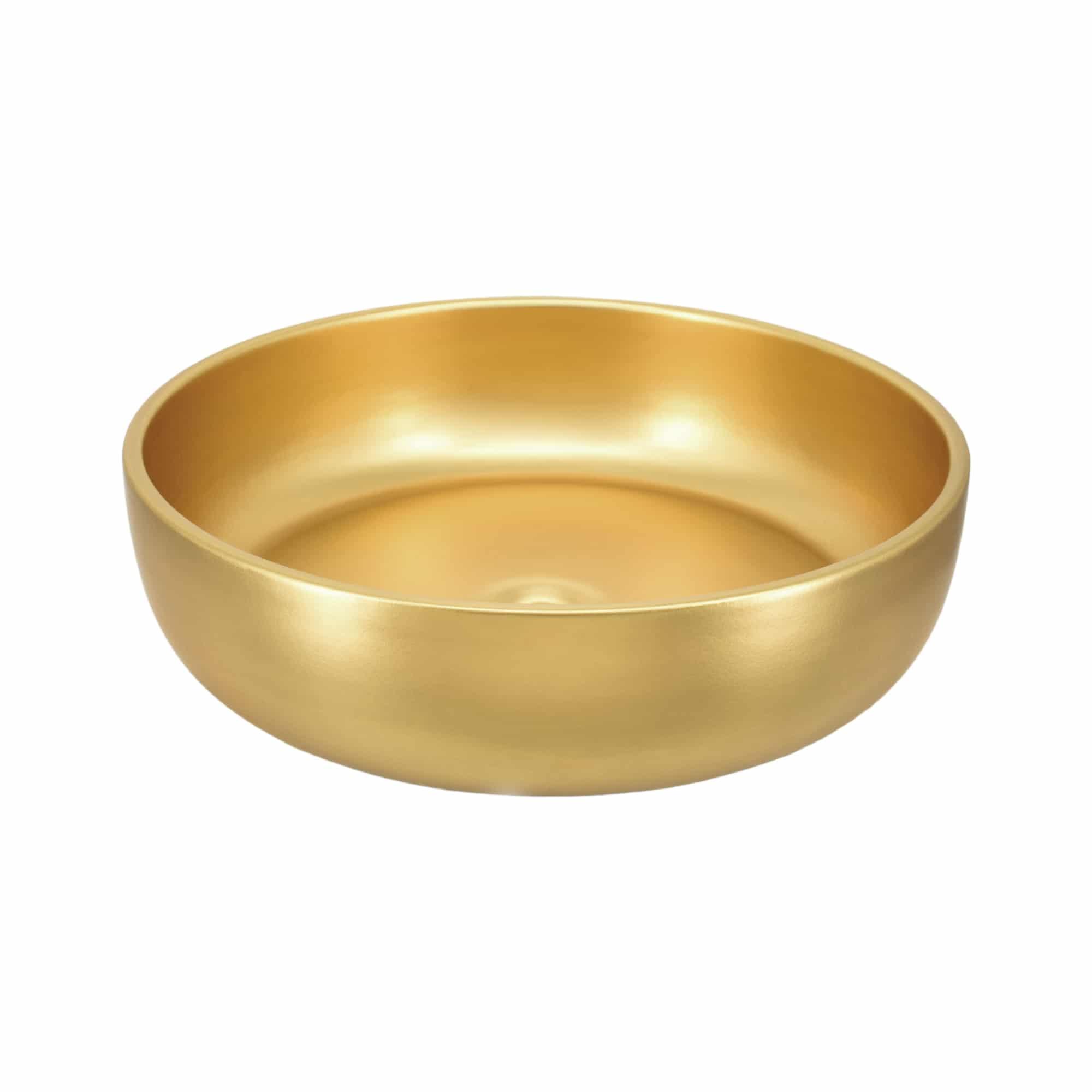 Artisan Hand-Glazed 16" Ceramic Vessel Sink in 24K Matte Gold