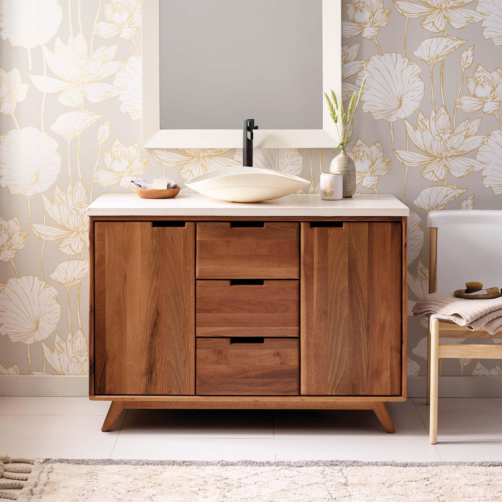 Topanga 48" Single Bathroom Vanity Base Only in Walnut