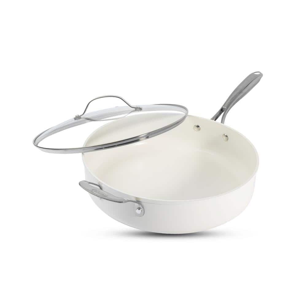 Gotham Steel Naturals Cream Ultra Nonstick Ceramic 5.5 Qt Jumbo Cooker Pan with Lid