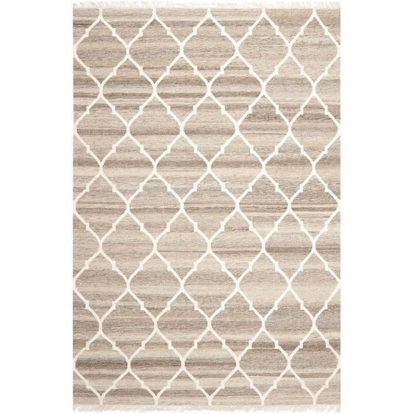 Handmade Gray Wool and Viscose Geometric Area Rug