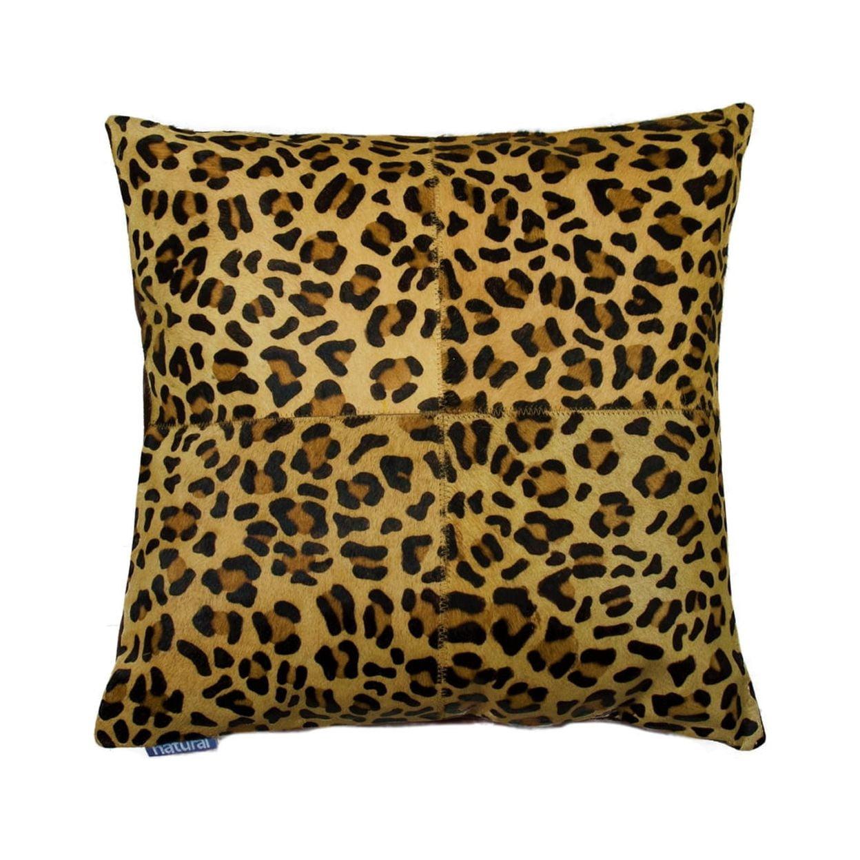 Leopard Print 18" Cowhide Throw Pillow