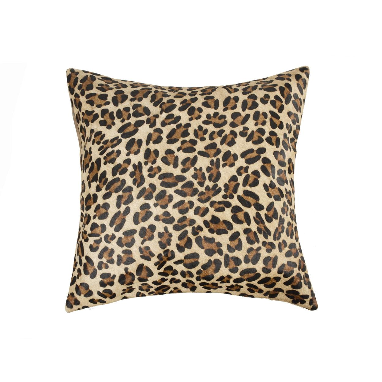 Leopard Print Cowhide Square Throw Pillow 18x18