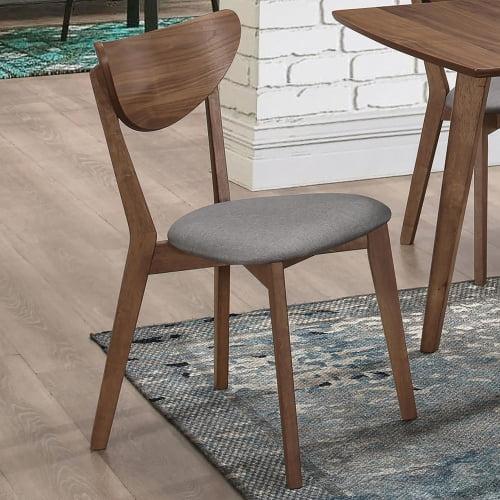 Gray and Natural Walnut Upholstered Low Side Chair