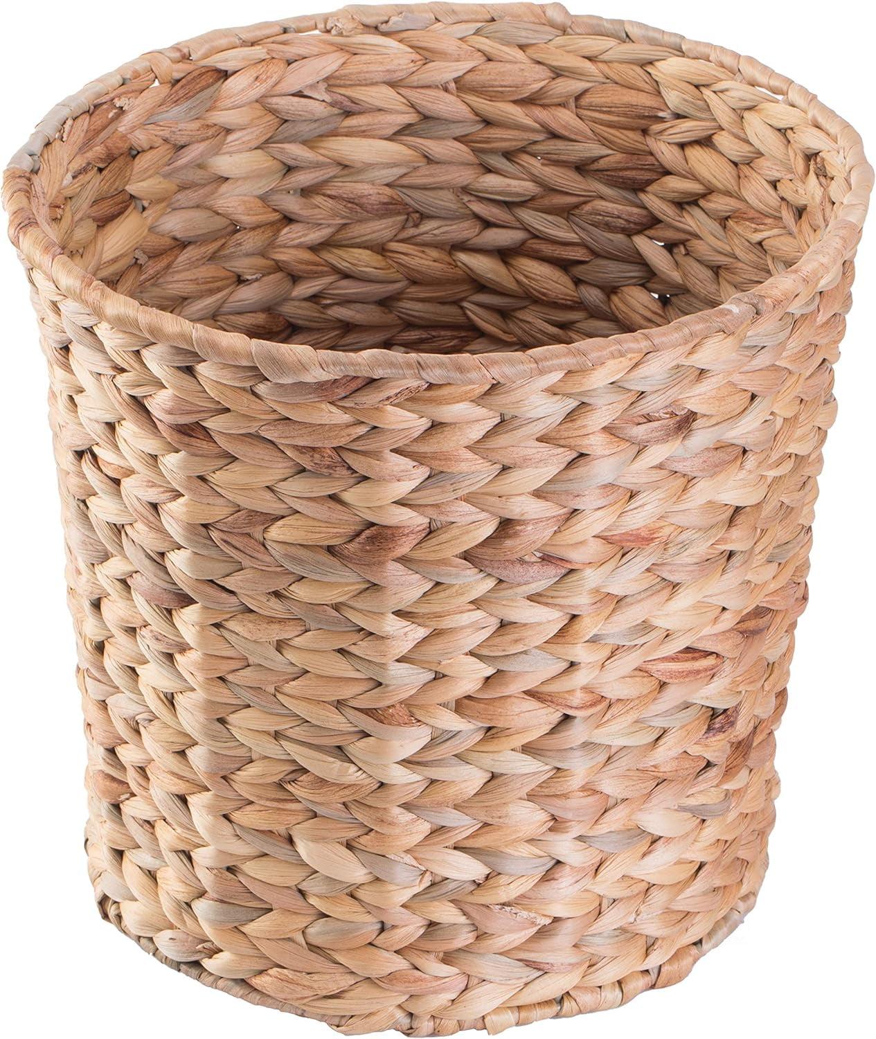 Eco-Friendly Natural Water Hyacinth 11" Handwoven Waste Basket