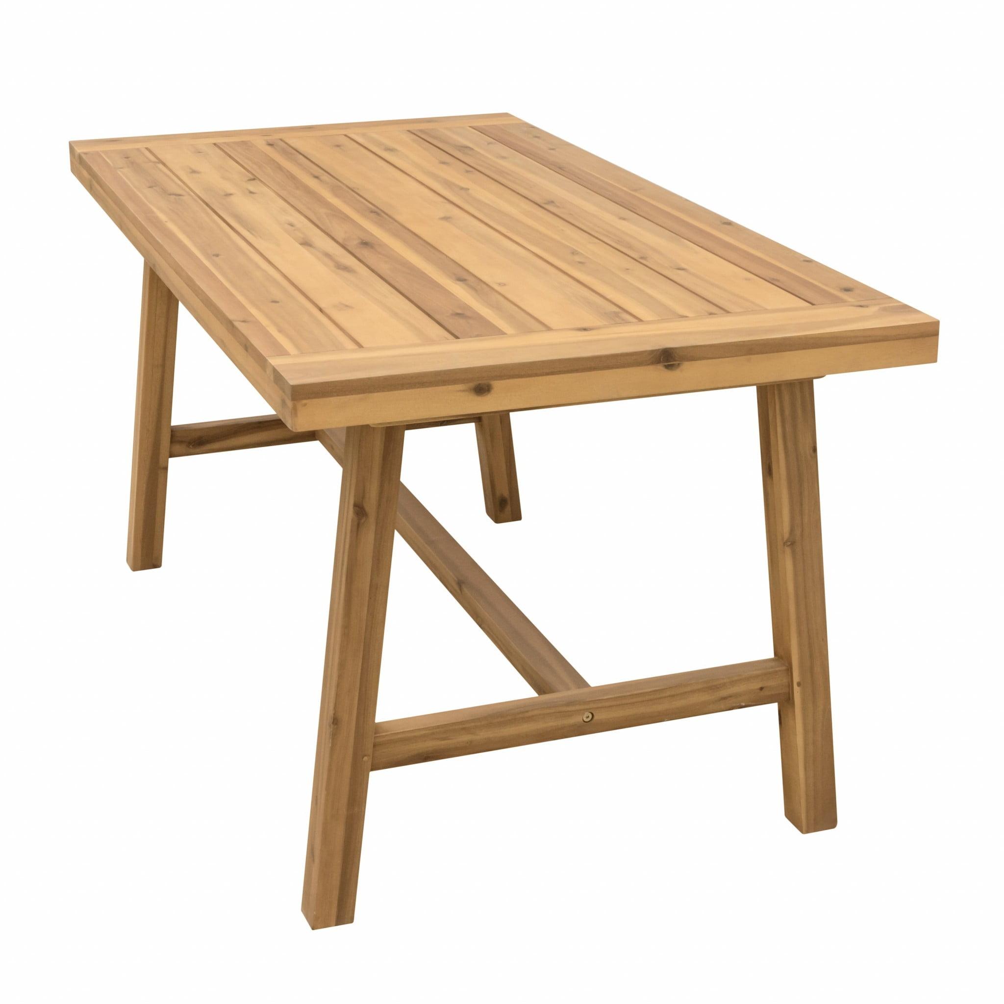 Classic Natural Wood 59" Outdoor Dining Table with Sturdy Leg Support