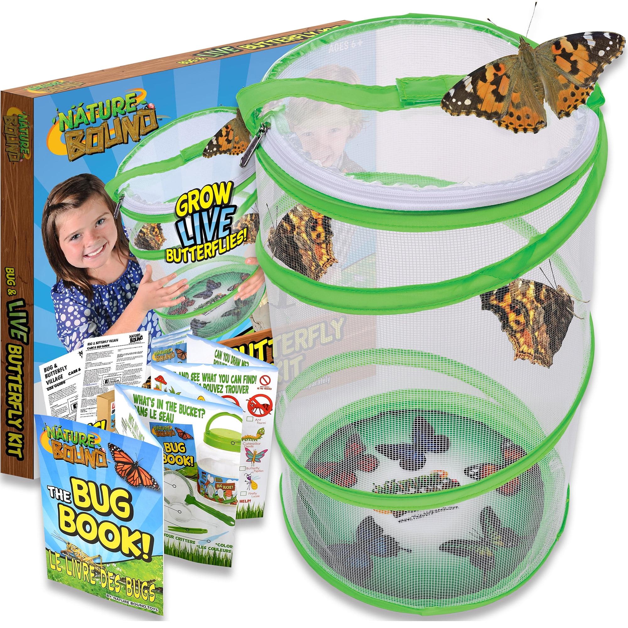Nature Bound: Butterfly Kit - 13" Pop-Up Insect Grow Habitat Kit, Zipper Lid, Folds Flat, Breathable Mesh Sides, Book, Larvae Discount Coupon, Kids 6+