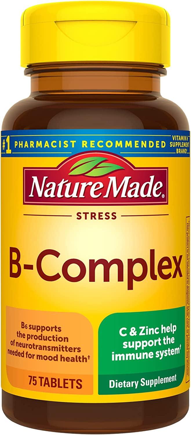 Nature Made Stress Vitamin B Complex with Vitamin C and Zinc Supplement Tablets for Immune Support - 75ct