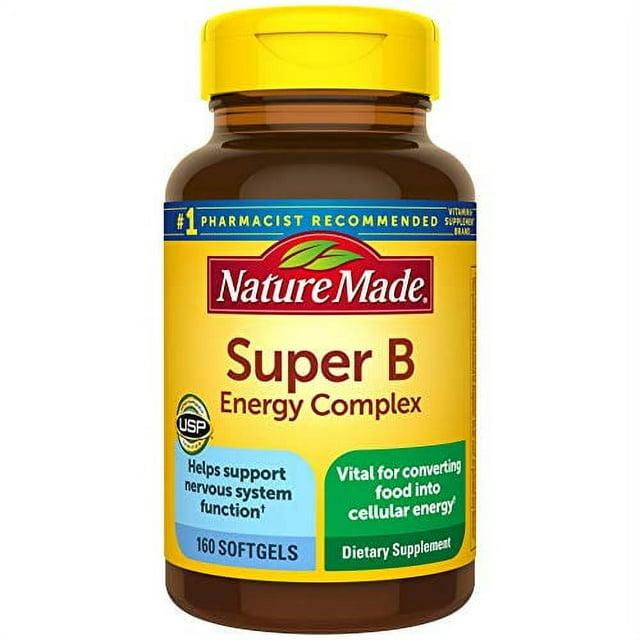 Nature Made Super B Energy Complex, Dietary Supplement for Brain Cell Function Support, 160 Softgels, 160 Day Supply (Packaging May Vary)