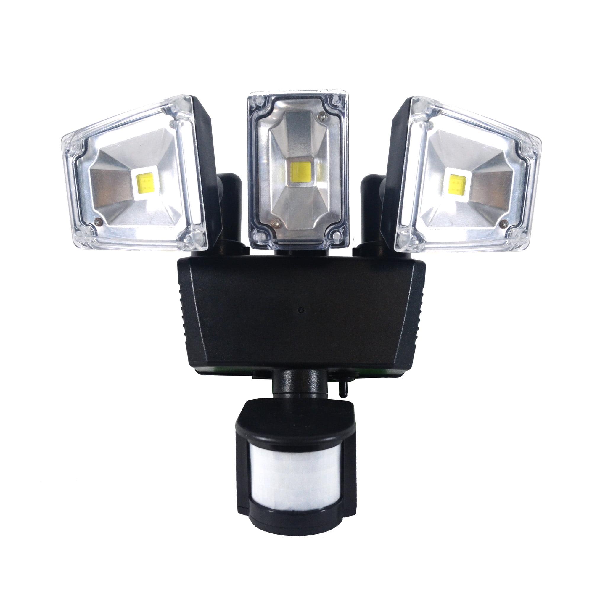 Triple Head Black Solar Powered LED Motion Security Light