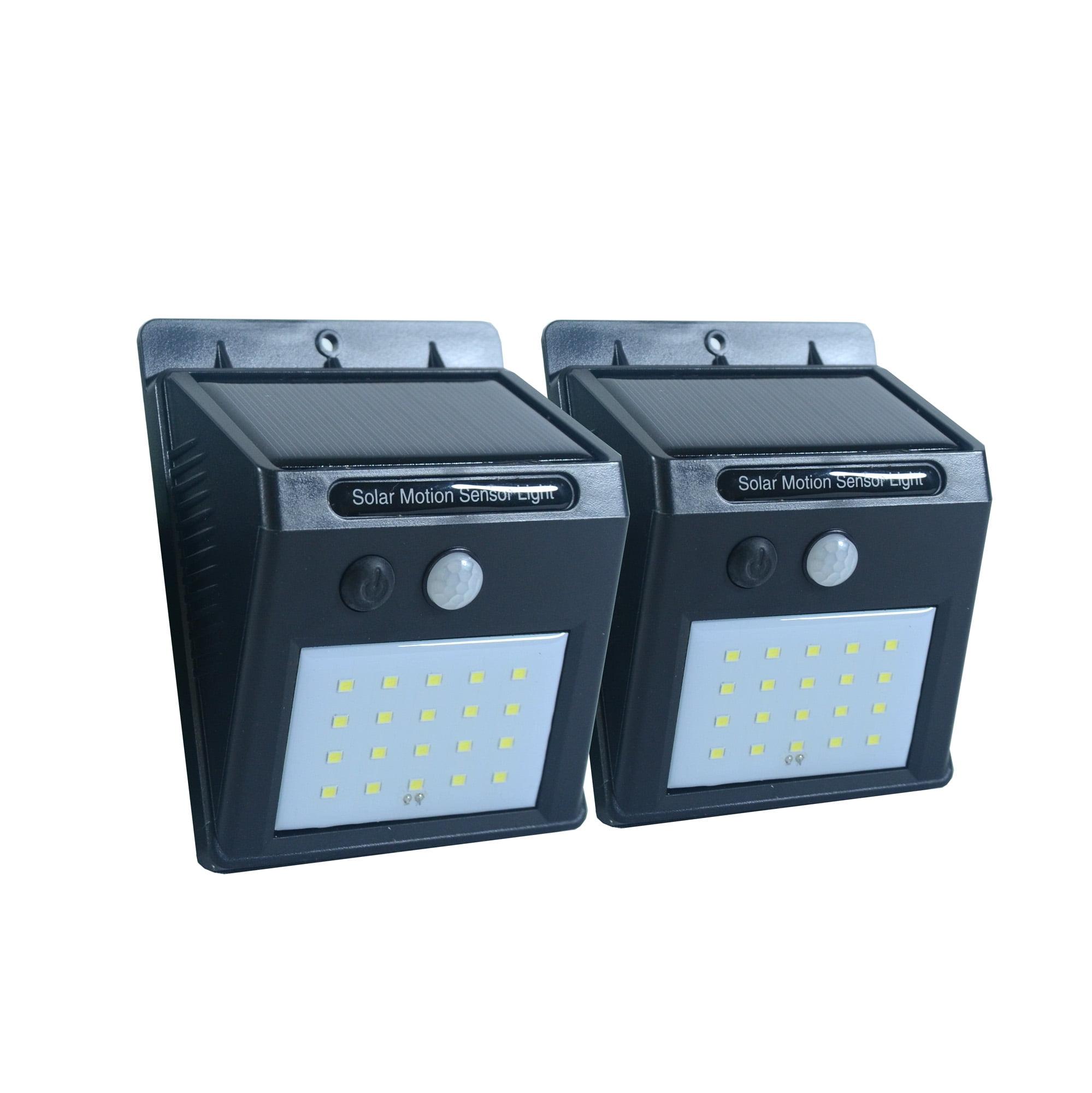 Black Solar Powered LED Motion Sensor Pathway Lights, 2-Pack