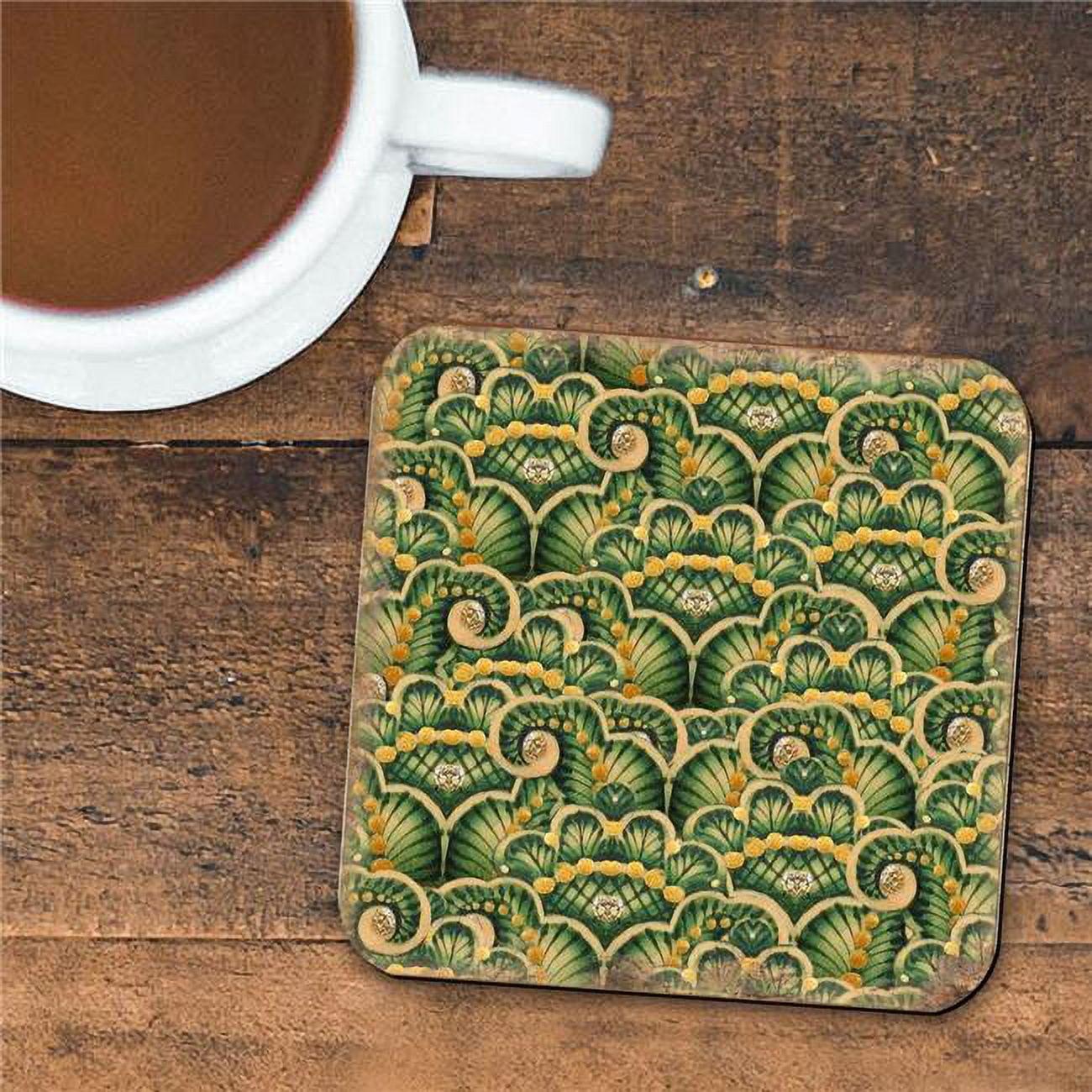 Nature Wonders 95021C-S4 4 x 4 in. Floral Wooden Cork Coasters Gift - Set of 4